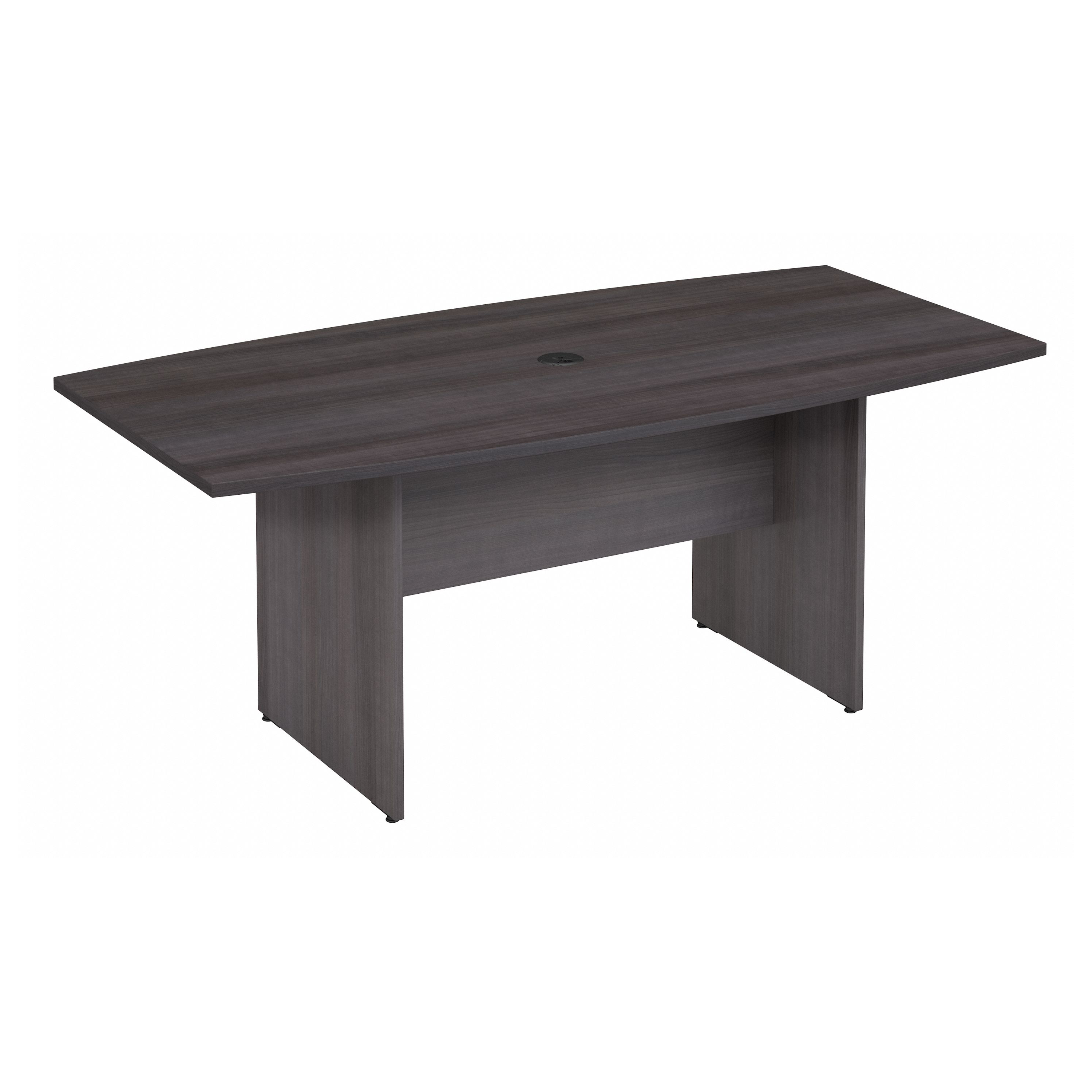 Shop Bush Business Furniture 72W x 36D Boat Shaped Conference Table with Wood Base 02 99TB7236SG #color_storm gray