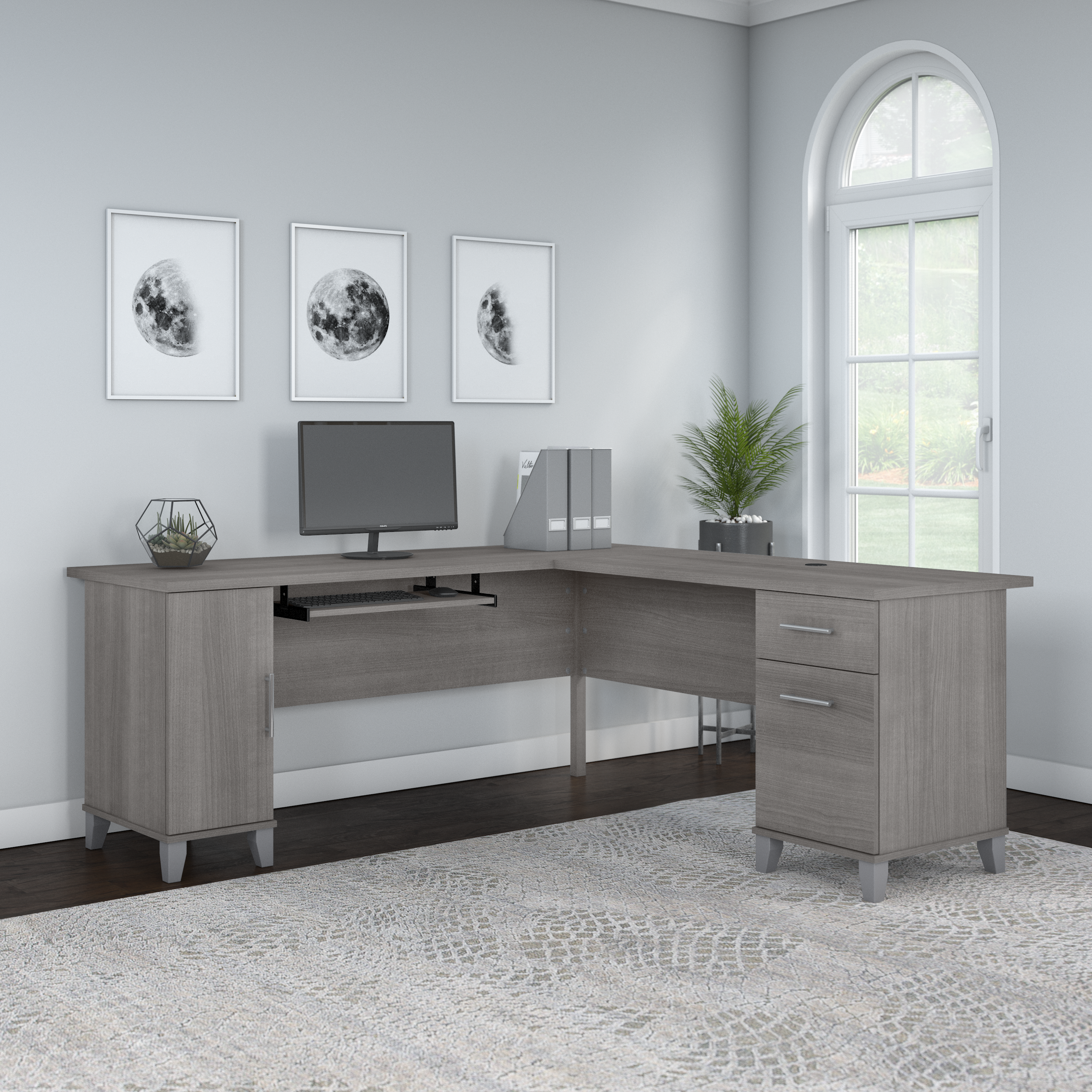 Shop Bush Furniture Somerset 72W L Shaped Desk with Storage 01 WC81210K #color_platinum gray