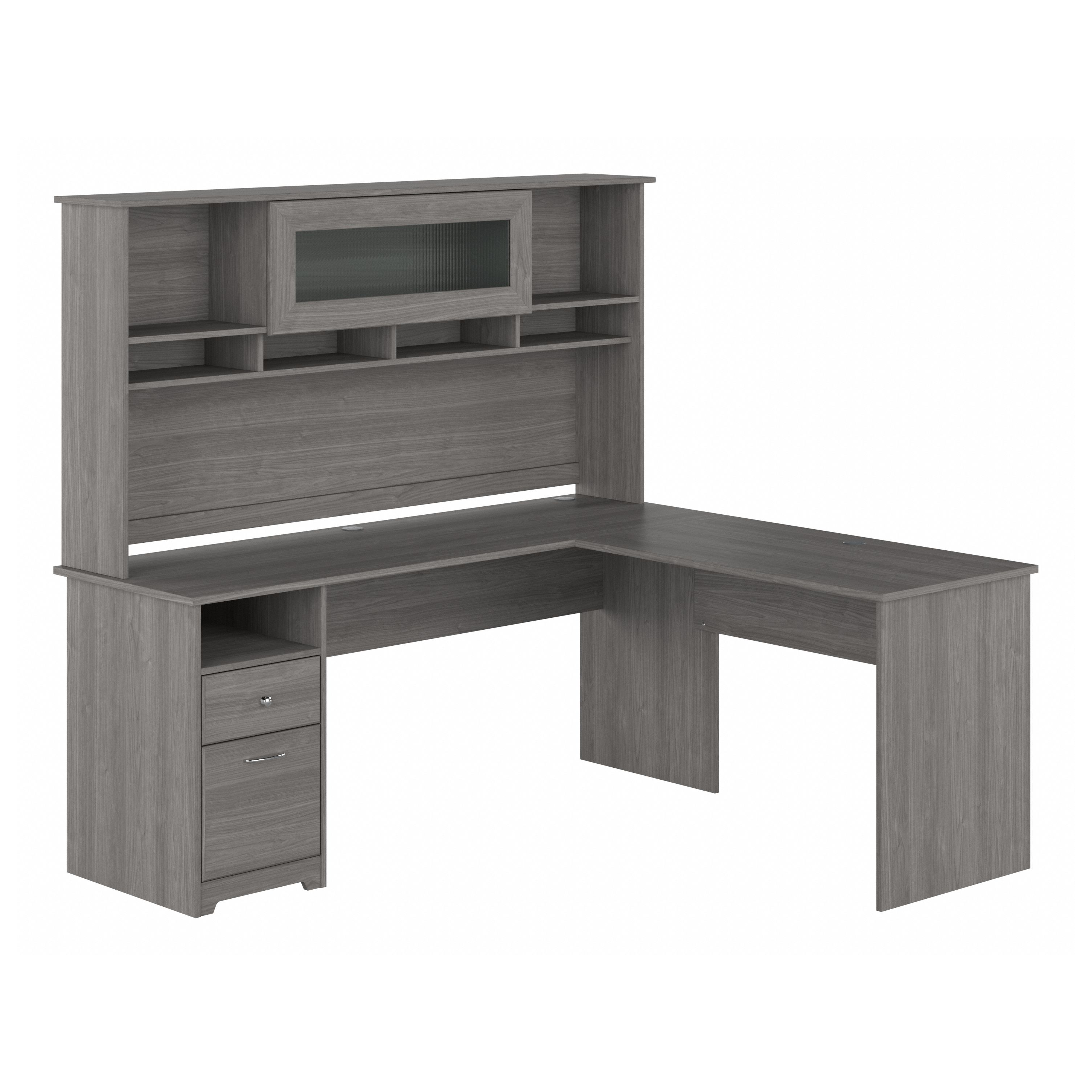 Shop Bush Furniture Cabot 72W L Shaped Computer Desk with Hutch and Drawers 02 CAB053MG #color_modern gray