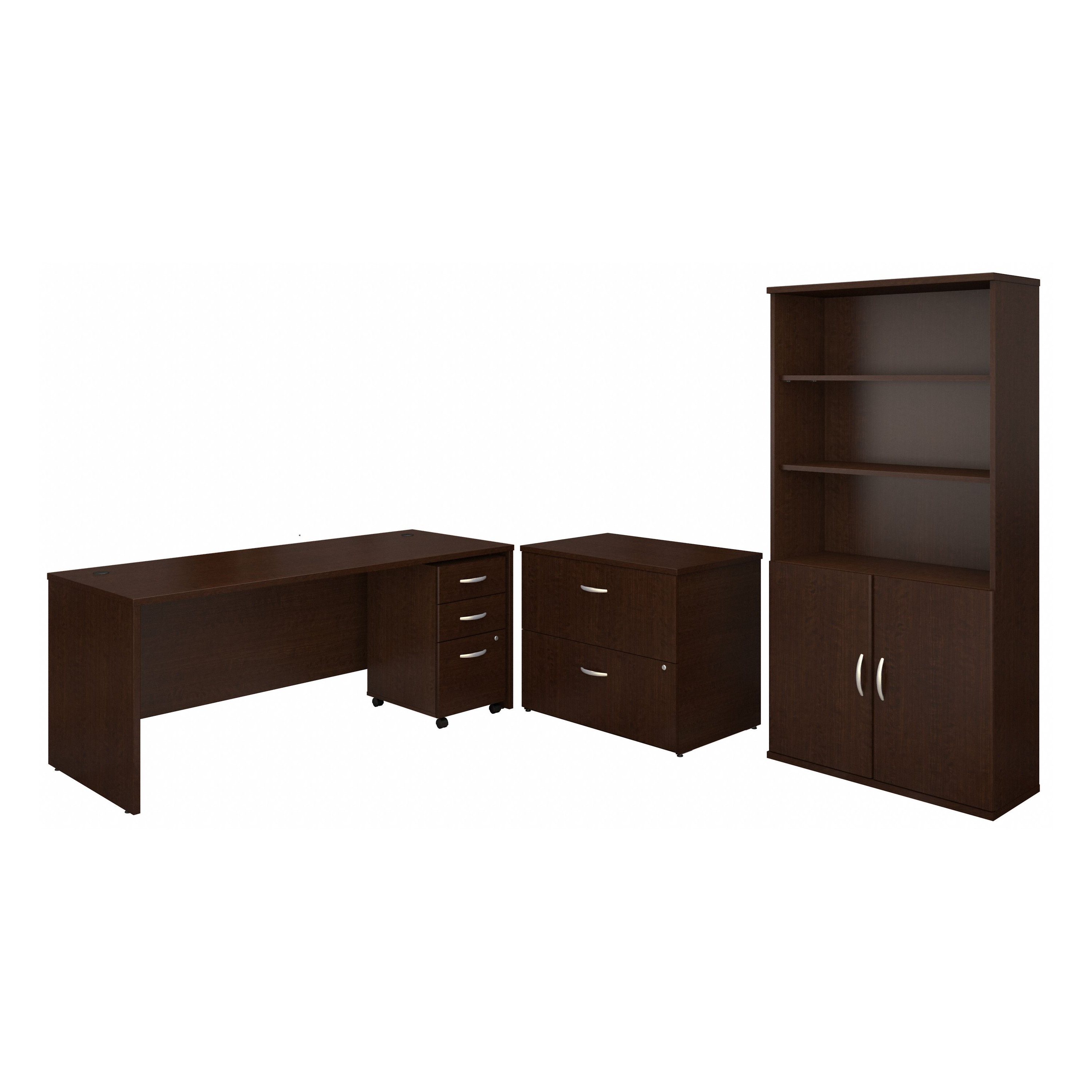 Shop Bush Business Furniture Series C 72W Office Desk with Bookcase and File Cabinets 02 SRC097MRSU #color_mocha cherry