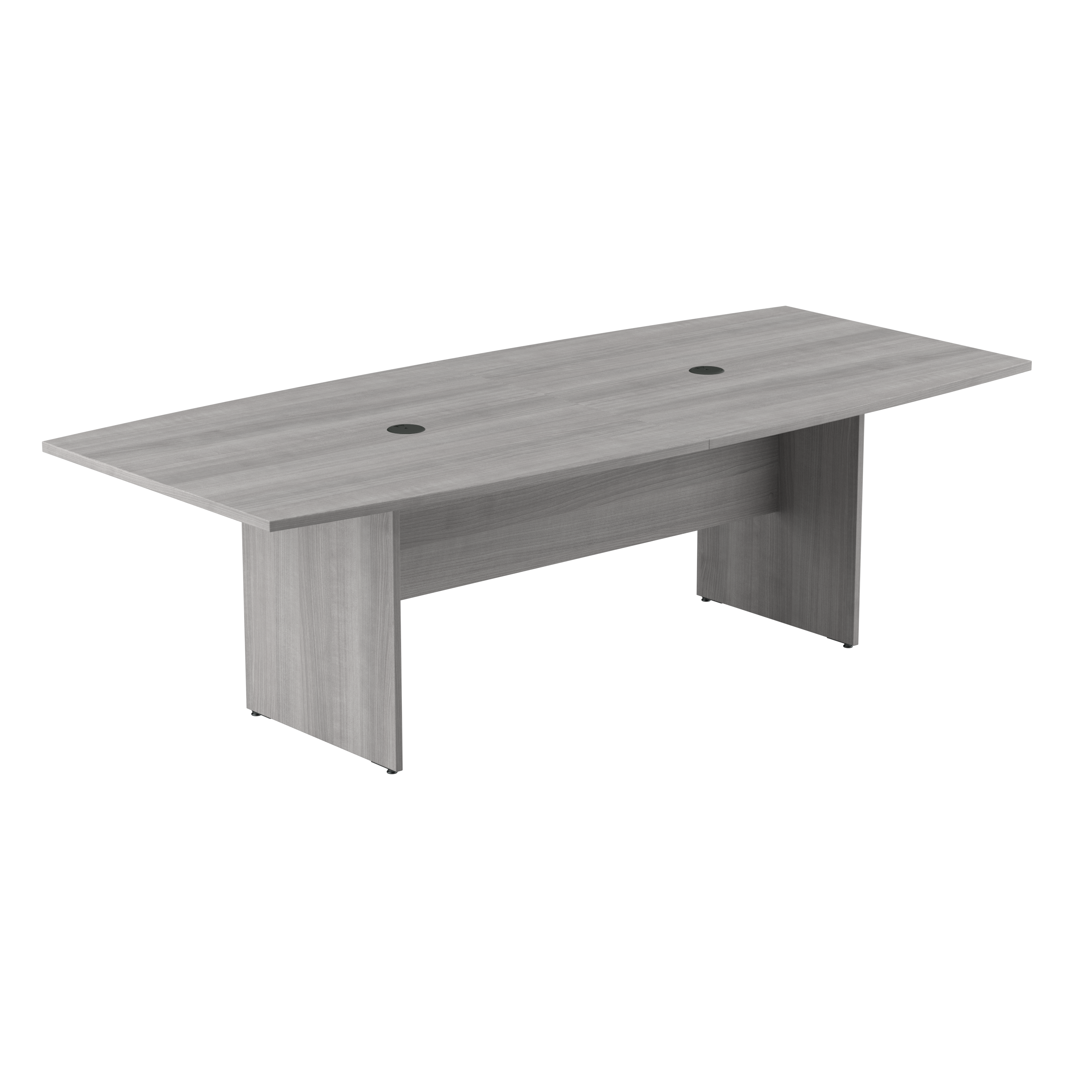 Shop Bush Business Furniture 96W x 42D Boat Shaped Conference Table with Wood Base 02 99TB9642PGK #color_platinum gray