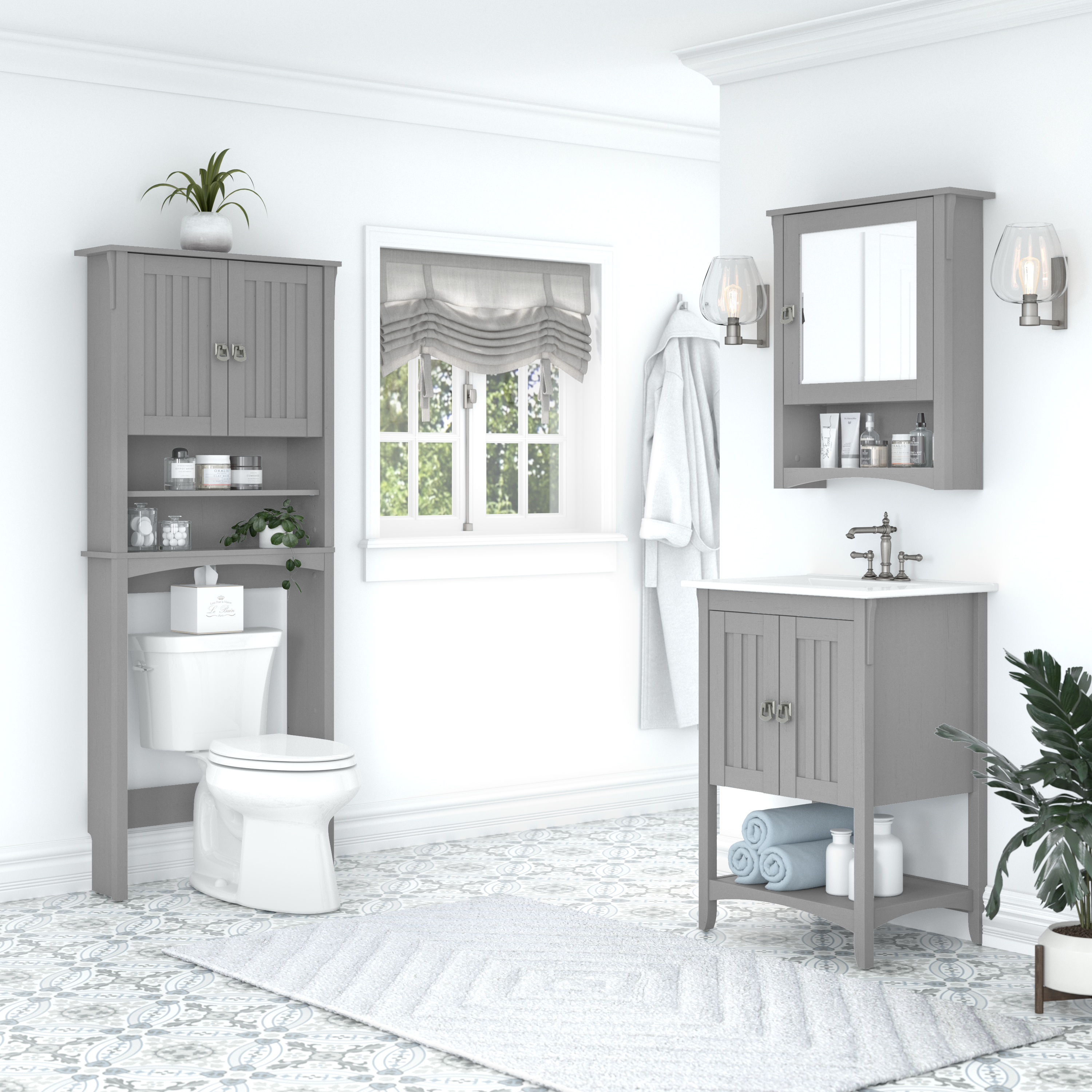 Shop Bush Furniture Salinas 24W Bathroom Vanity with Sink 08 SAVN124CG-03K #color_cape cod gray