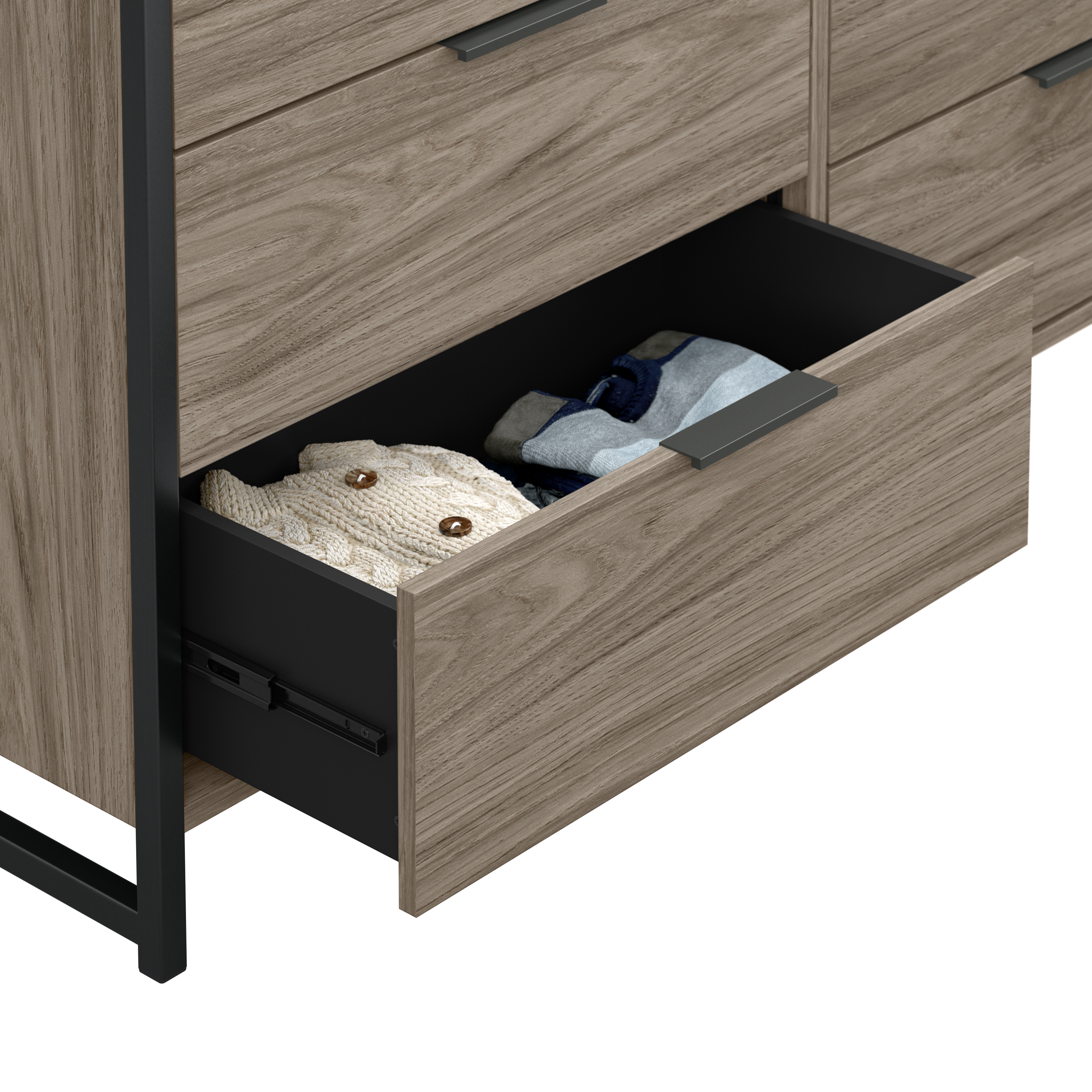 Shop Bush Furniture Atria 6 Drawer Dresser with Mirror 03 ATR015MH #color_modern hickory
