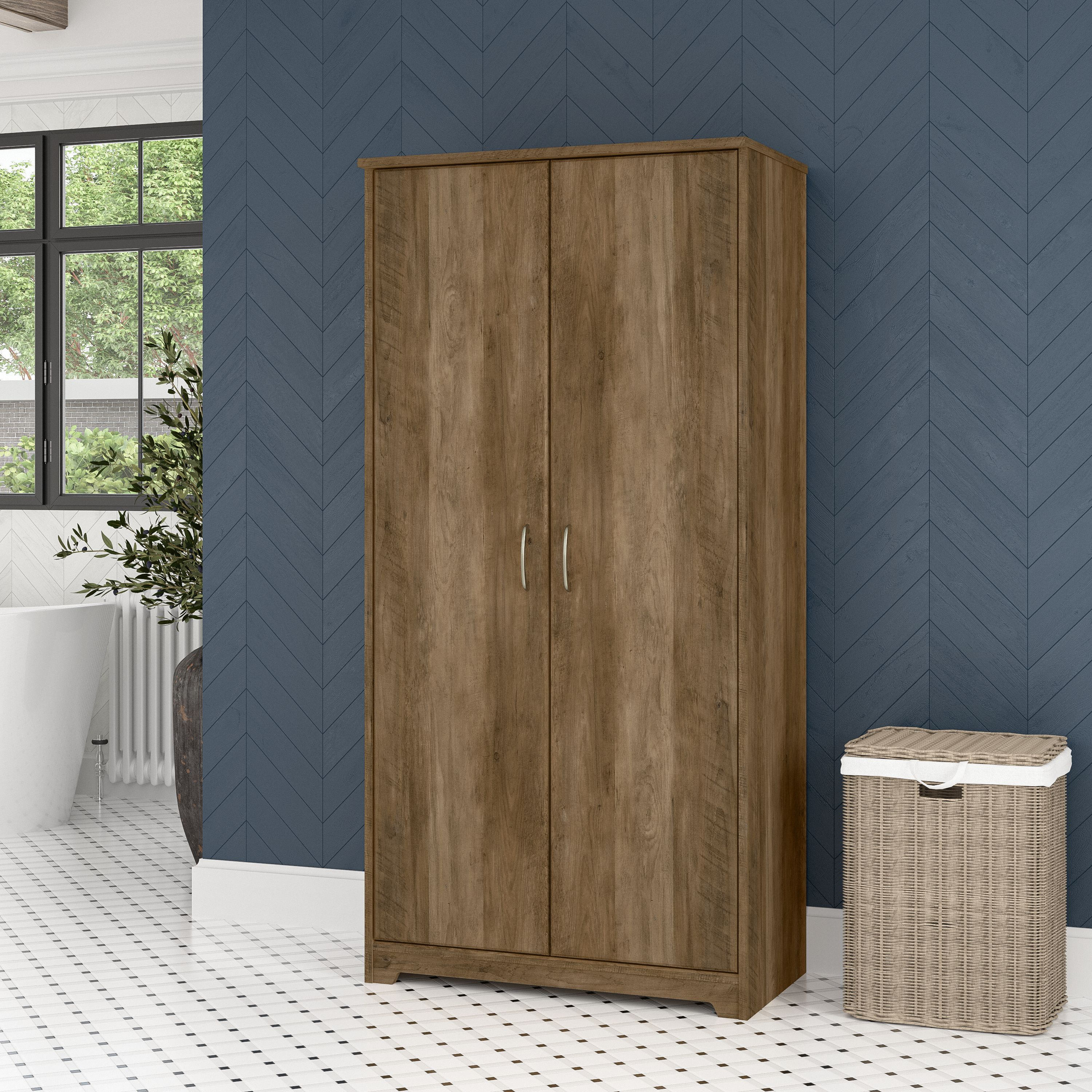 Shop Bush Furniture Cabot Tall Bathroom Storage Cabinet with Doors 01 WC31599-Z1 #color_reclaimed pine