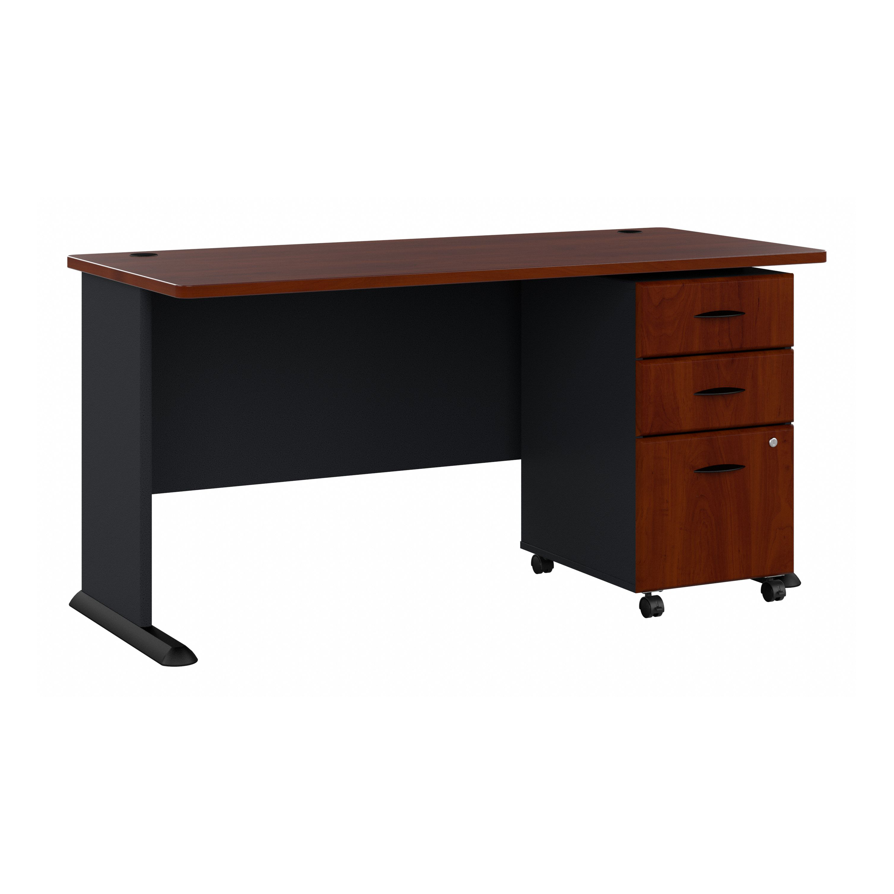 Shop Bush Business Furniture Series A 60W Desk with Mobile File Cabinet 02 SRA003HCSU #color_hansen cherry