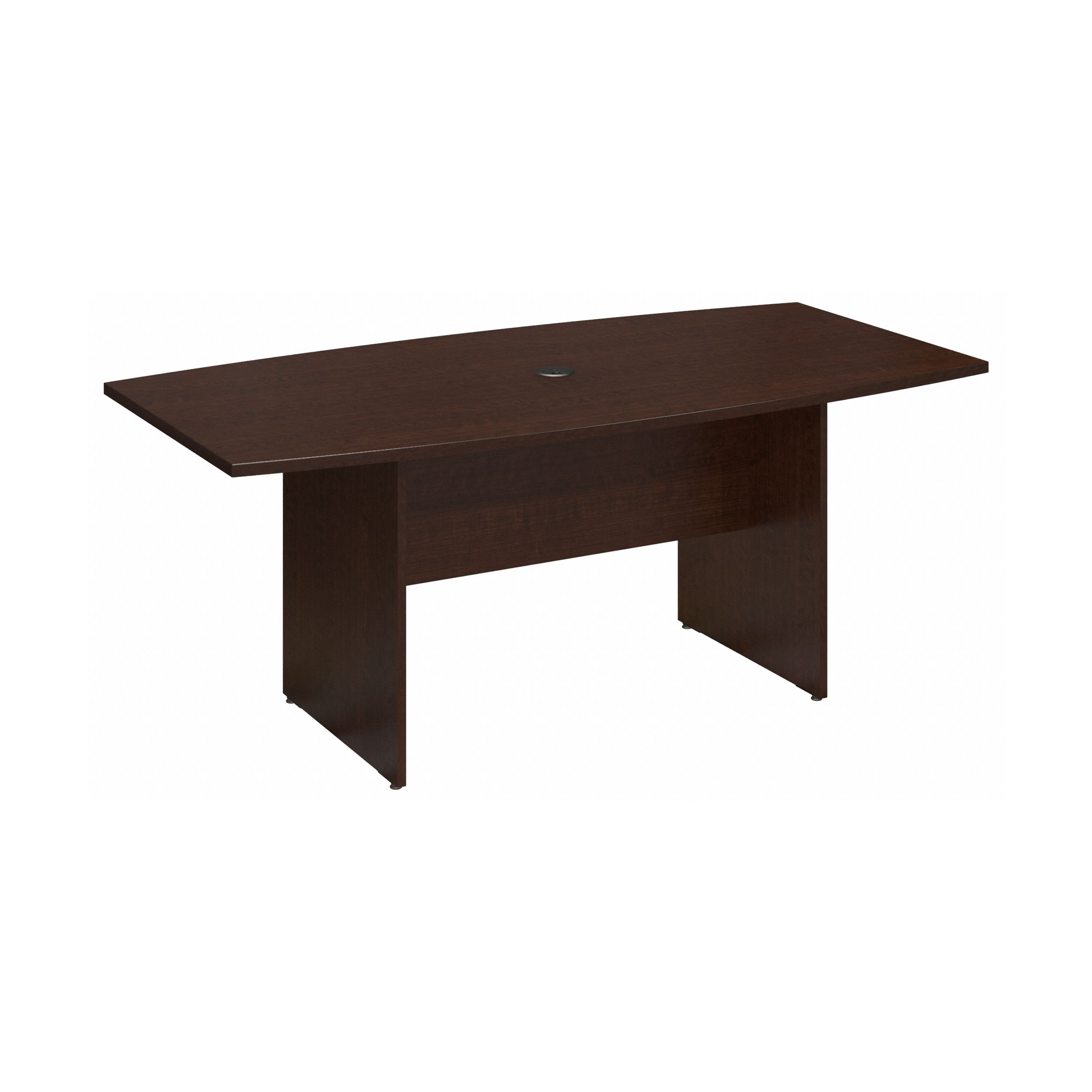 Shop Bush Business Furniture 72W x 36D Boat Shaped Conference Table with Wood Base 02 99TB7236MR #color_mocha cherry