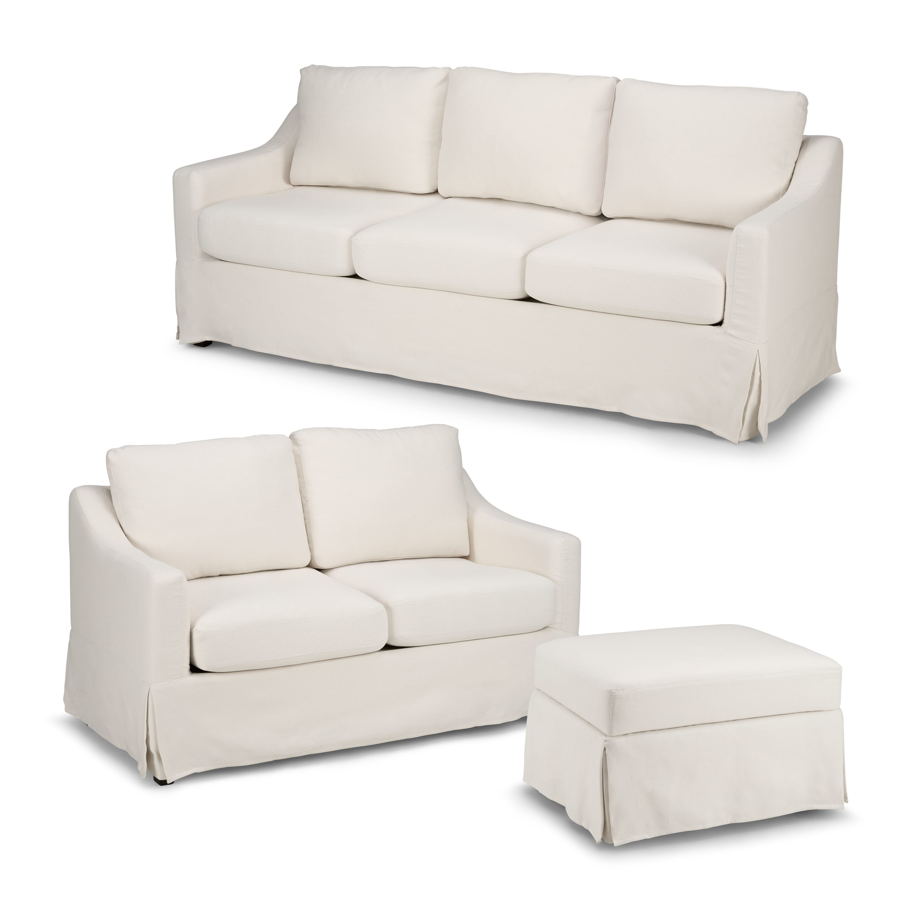 Shop Bush Home Harper 80W Sofa, 57W Loveseat, and Storage Ottoman with Slipcovers HAR005IYB 1 #color_ivory basketweave fabric