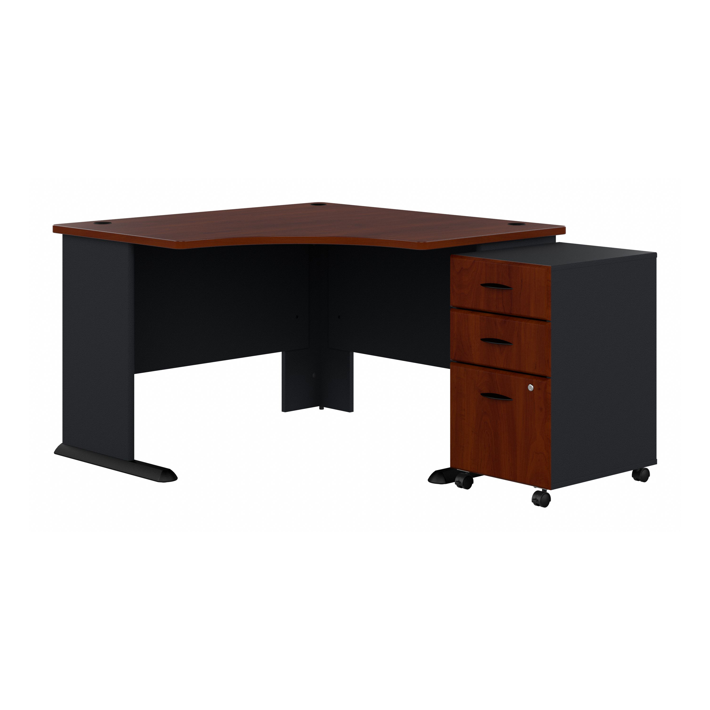 Shop Bush Business Furniture Series A 48W Corner Desk with Mobile File Cabinet 02 SRA035HCSU #color_hansen cherry/galaxy