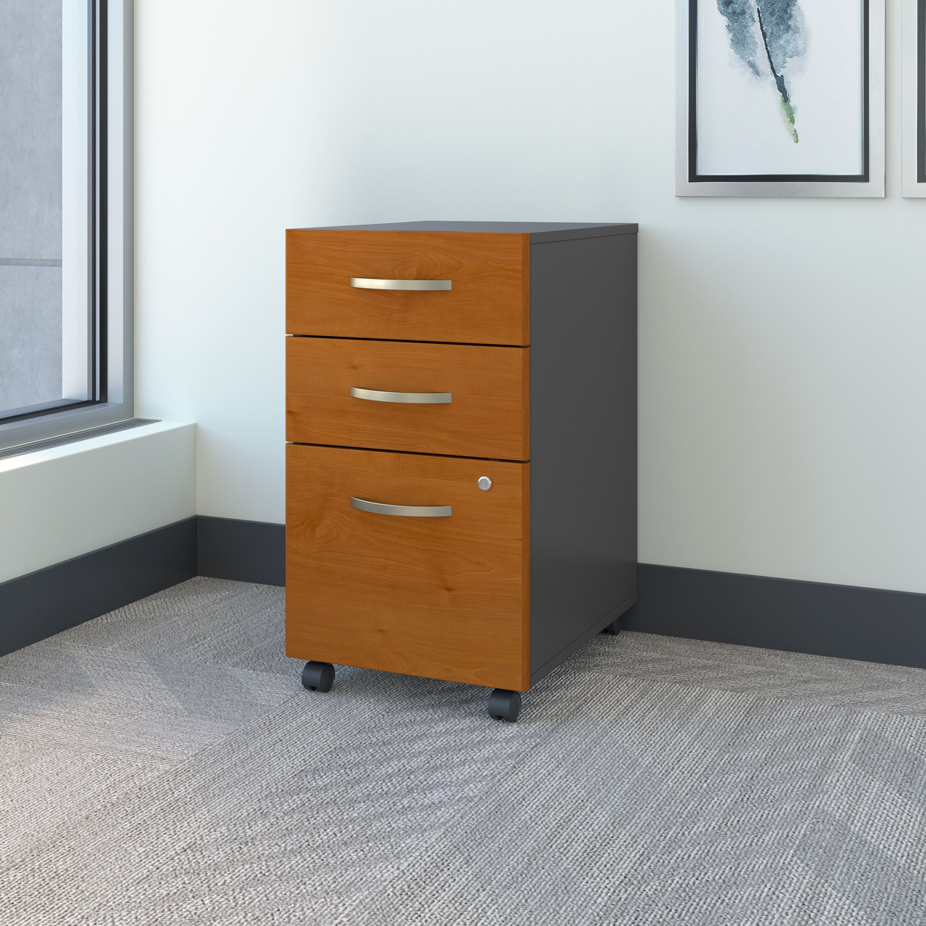 Shop Bush Business Furniture Series C 3 Drawer Mobile File Cabinet - Assembled 01 WC72453SU #color_natural cherry/graphite gray