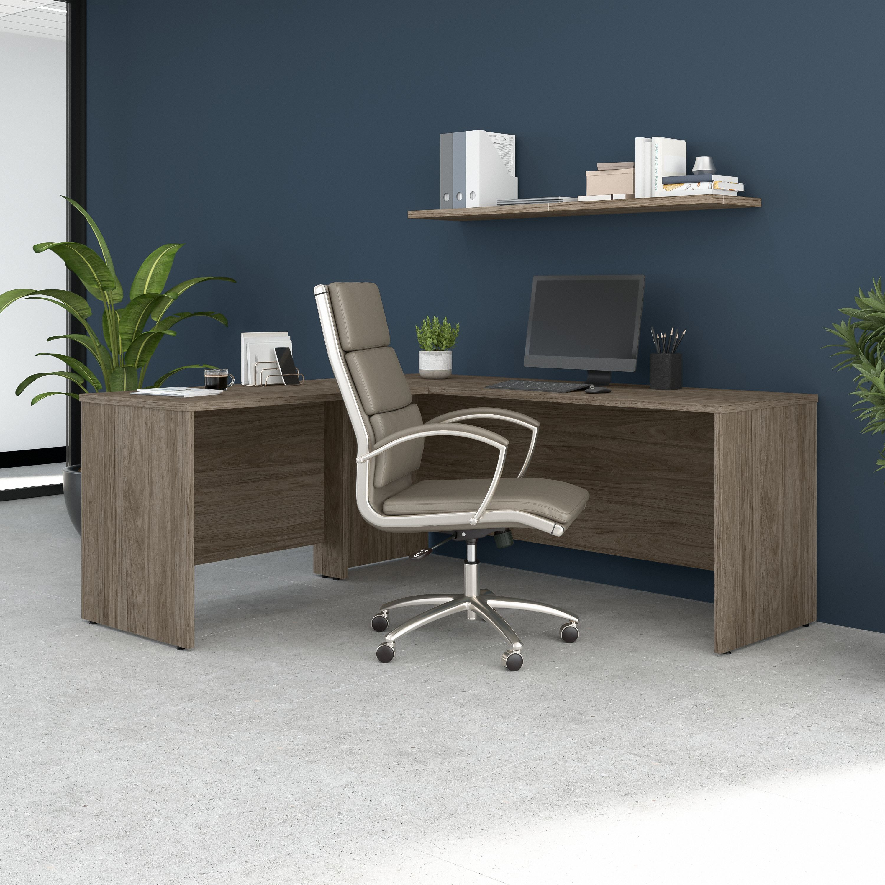 Shop Bush Business Furniture Studio C 72W x 24D L Shaped Desk with 42W Return 01 STC052MH #color_modern hickory