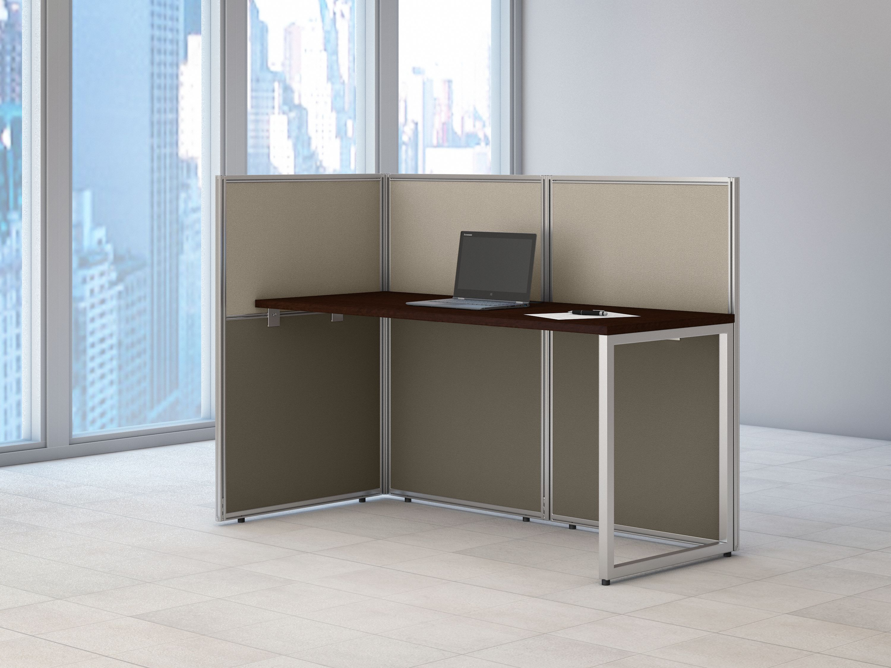 Shop Bush Business Furniture Easy Office 60W Cubicle Desk Workstation with 45H Open Panels 01 EOD160MR-03K #color_mocha cherry