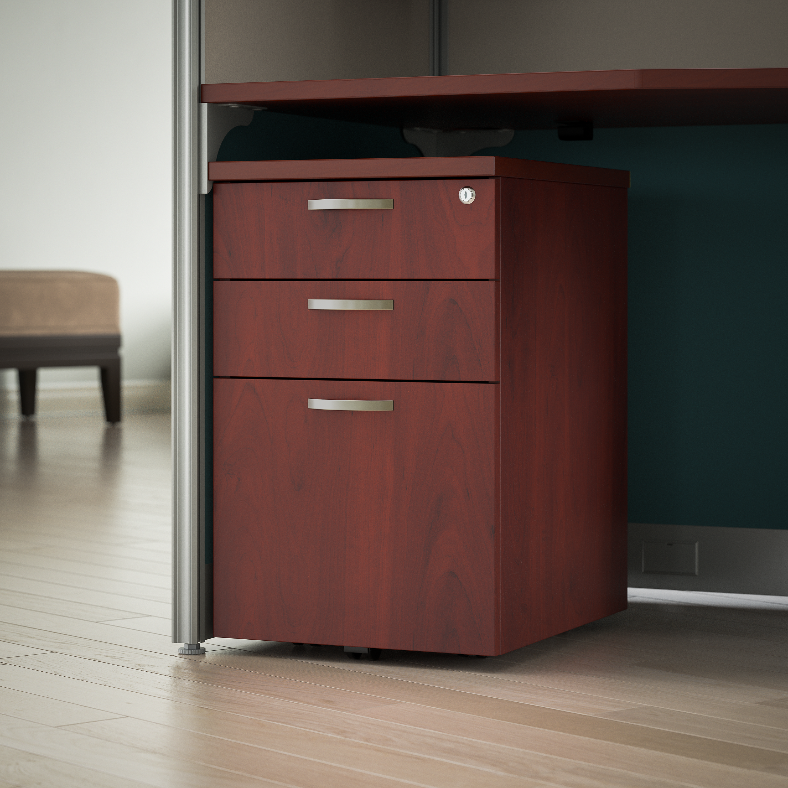 Shop Bush Business Furniture Office in an Hour 3 Drawer Mobile File Cabinet 01 WC36453-03 #color_hansen cherry