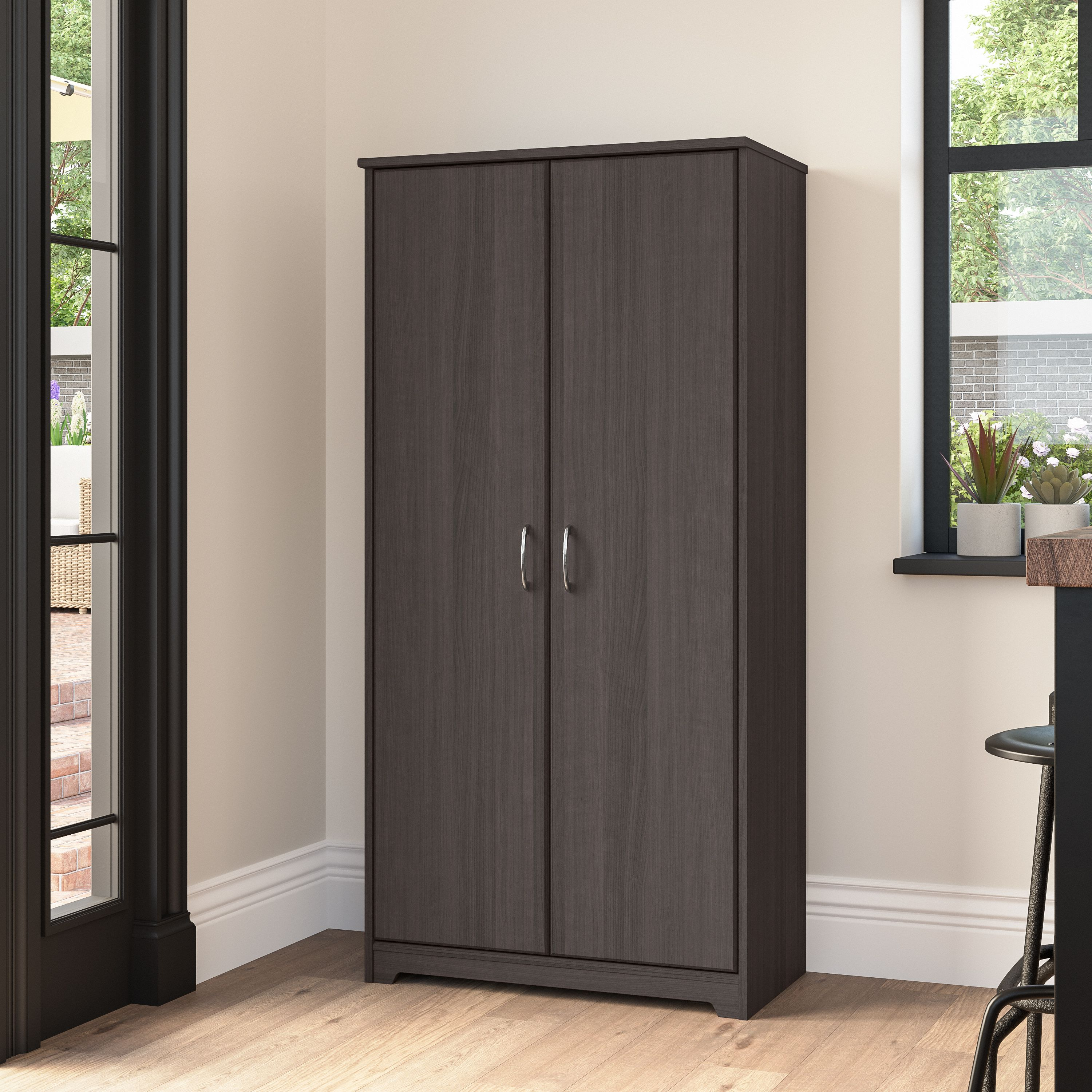 Shop Bush Furniture Cabot Tall Kitchen Pantry Cabinet with Doors 01 WC31799-Z #color_heather gray