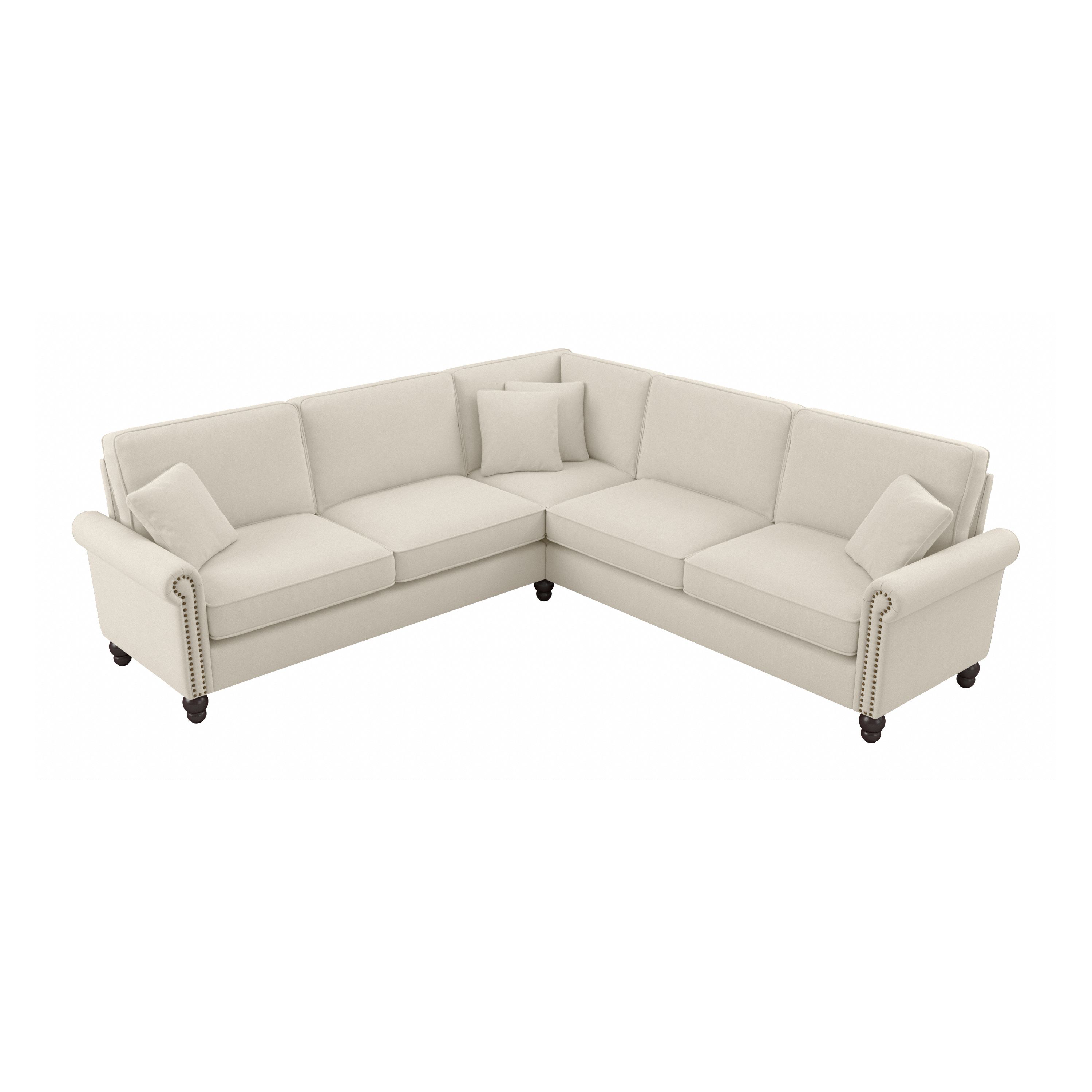 Shop Bush Furniture Coventry 99W L Shaped Sectional Couch 02 CVY98BCRH-03K #color_cream herringbone fabric
