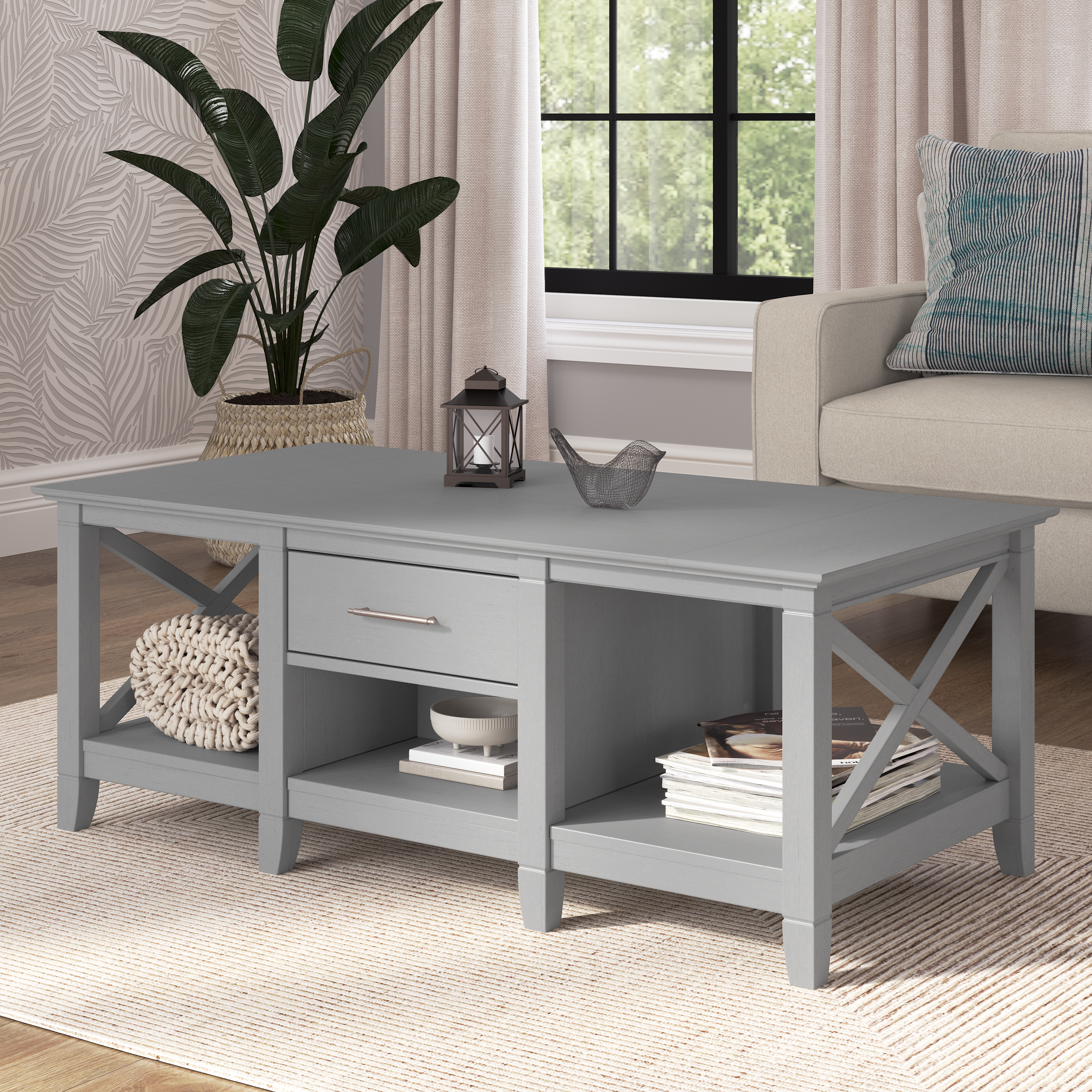Shop Bush Furniture Key West Coffee Table with Storage 01 KWT148CG-03 #color_cape cod gray