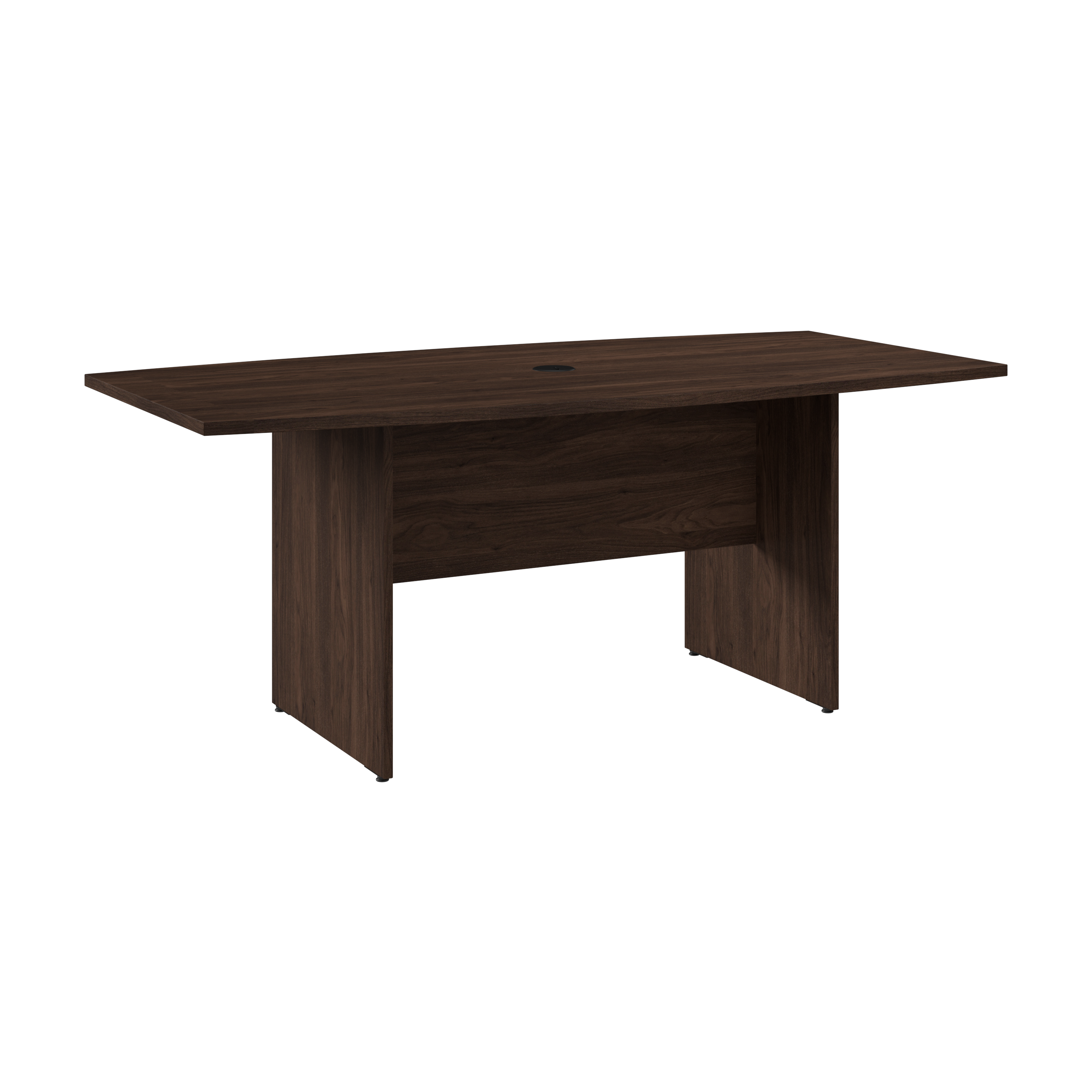 Shop Bush Business Furniture 72W x 36D Boat Shaped Conference Table with Wood Base 02 99TB7236BW #color_black walnut