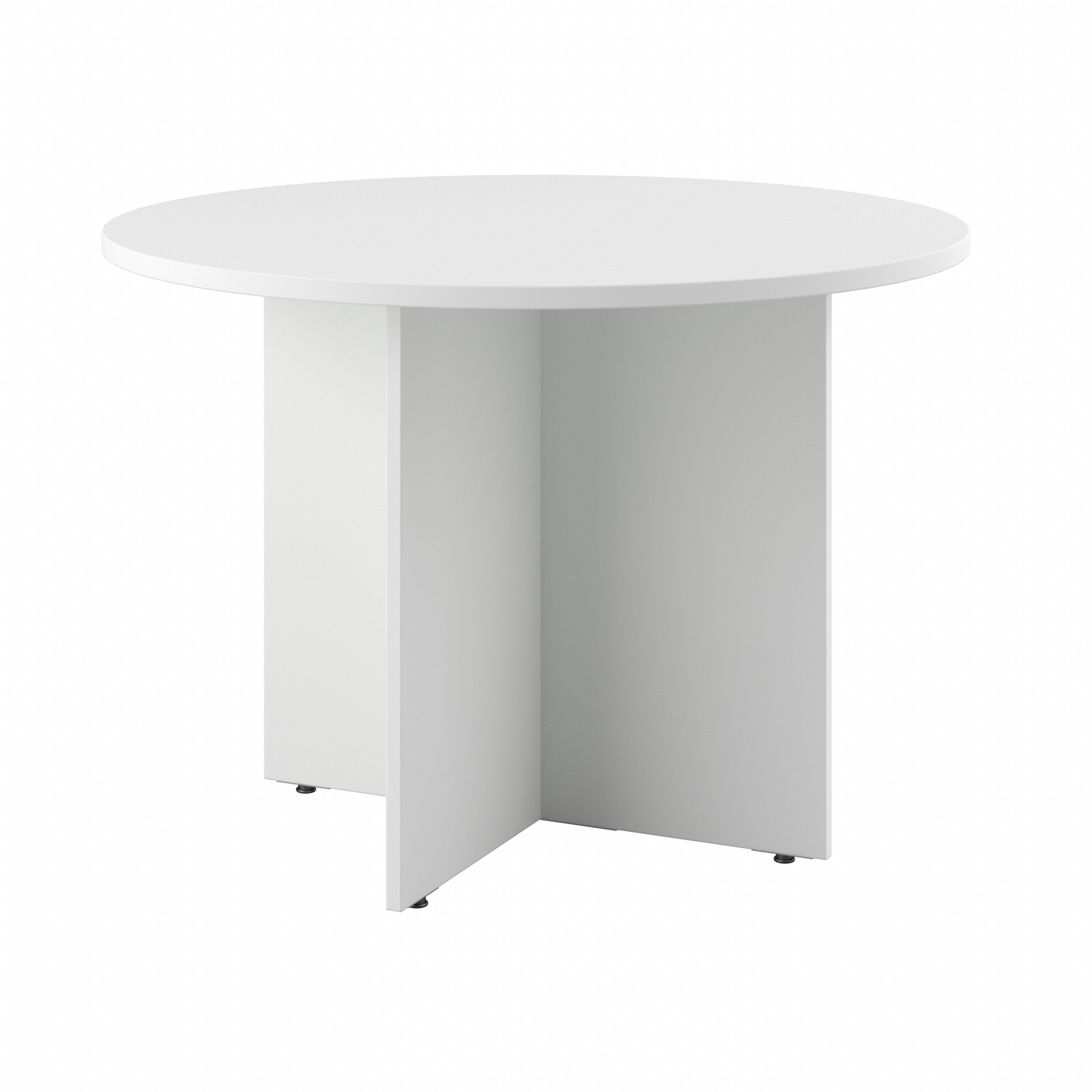 Shop Bush Business Furniture 42W Round Conference Table with Wood Base 02 99TB42RWH #color_white
