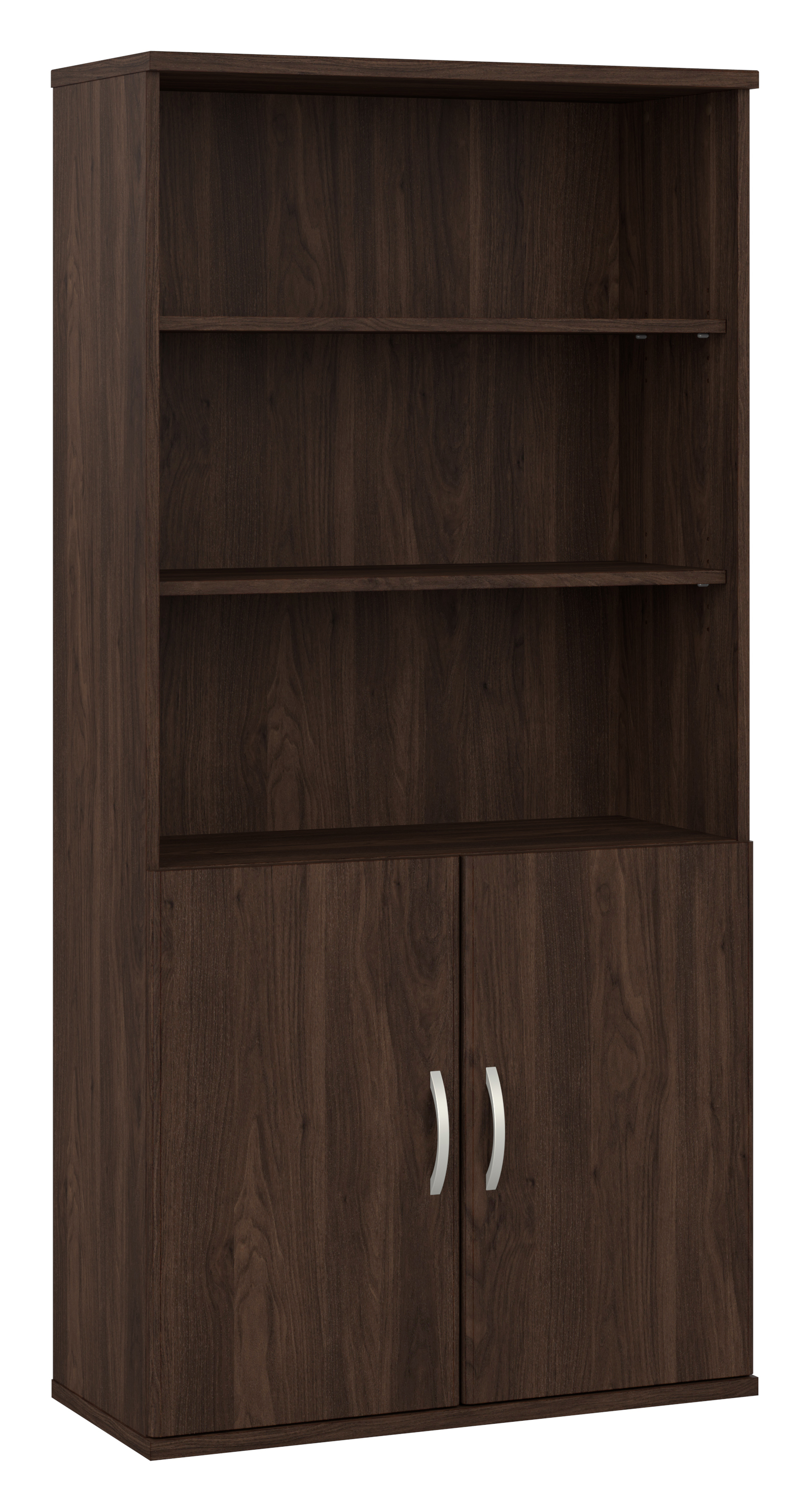 Shop Bush Business Furniture Hybrid Tall 5 Shelf Bookcase with Doors 02 HYB024BW #color_black walnut
