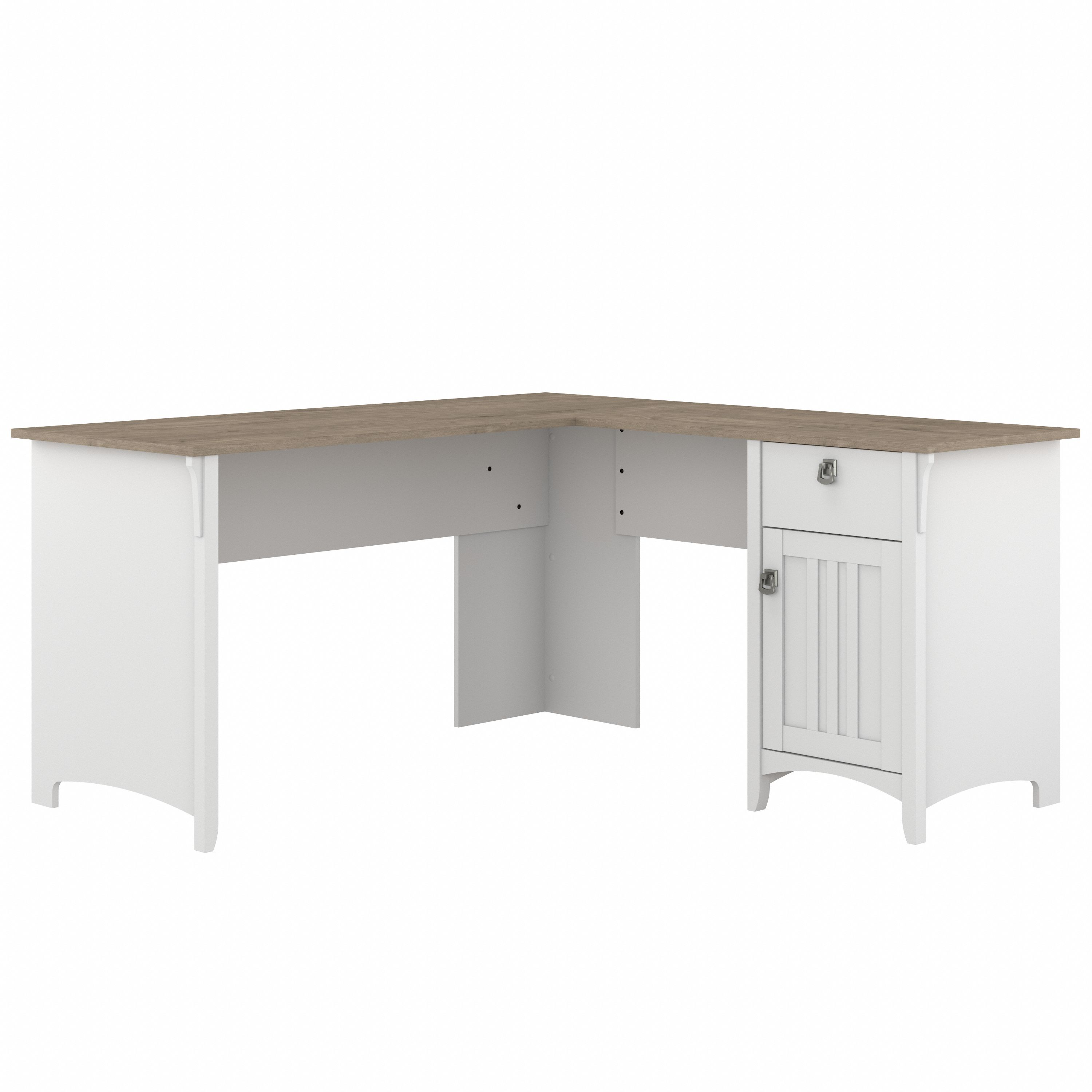 Shop Bush Furniture Salinas 60W L Shaped Desk with Storage 02 SAD160G2W-03 #color_shiplap gray/pure white