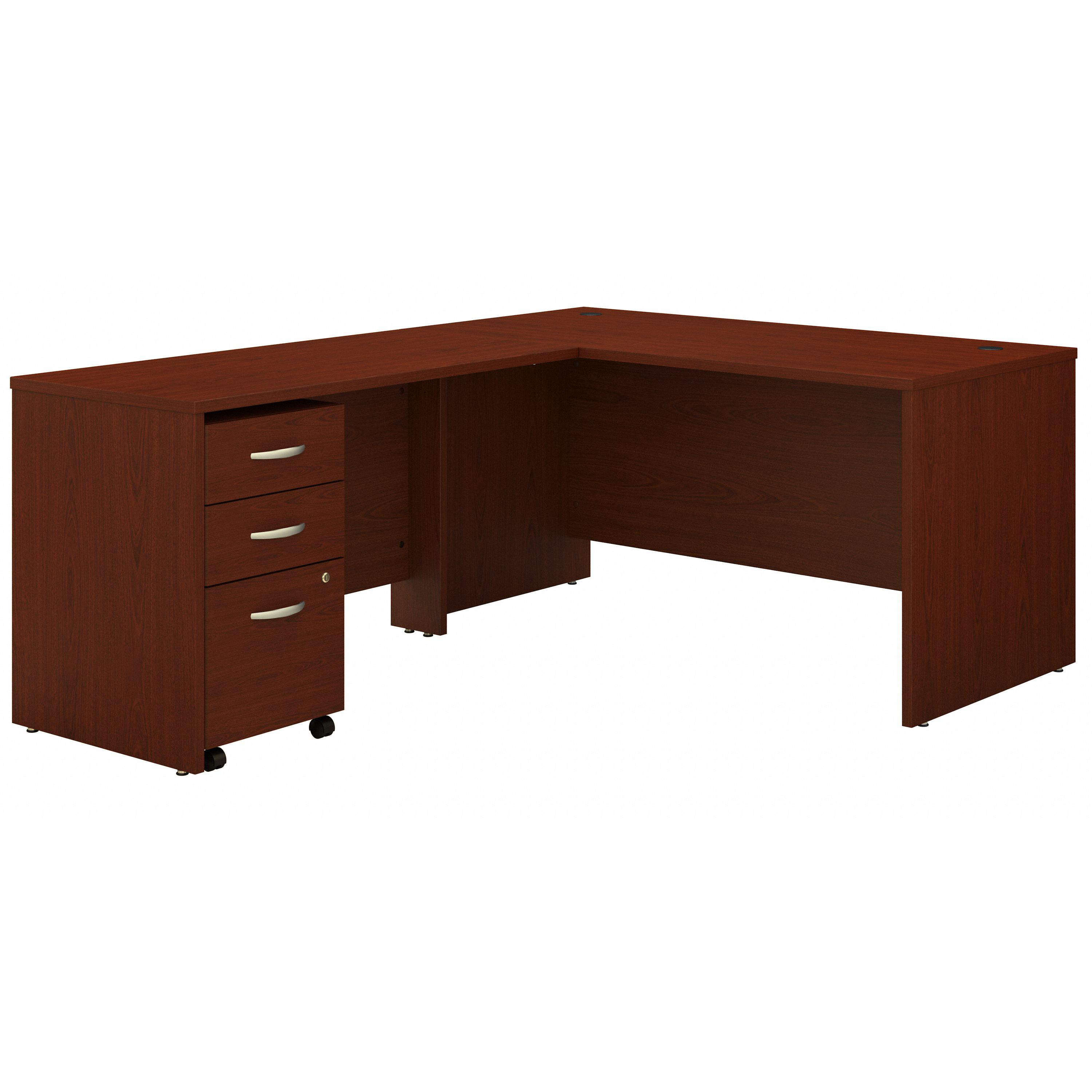 Shop Bush Business Furniture Series C 60W L Shaped Desk with 3 Drawer Mobile File Cabinet 02 SRC146MASU #color_mahogany