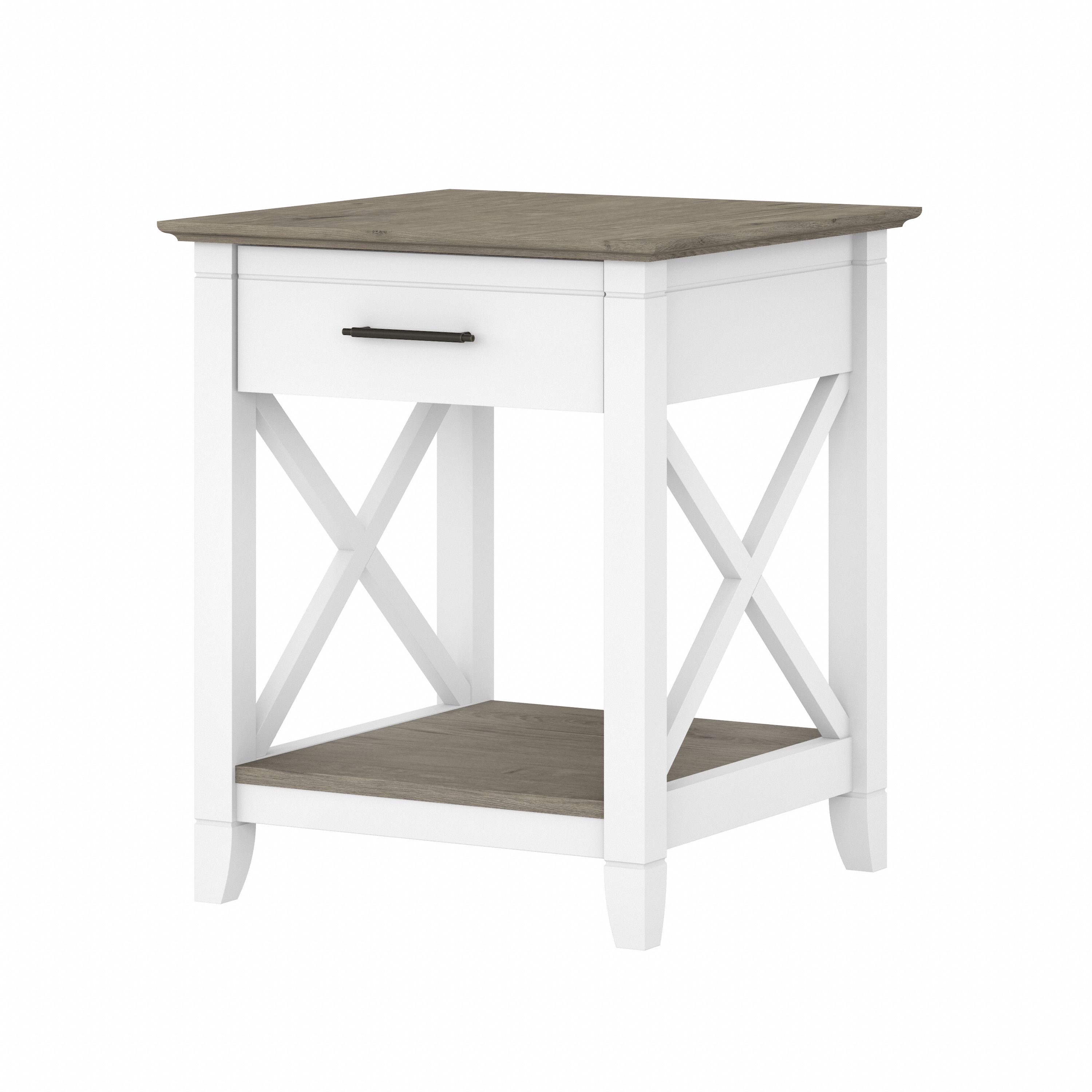Shop Bush Furniture Key West End Table with Storage 02 KWT120G2W-03 #color_shiplap gray/pure white