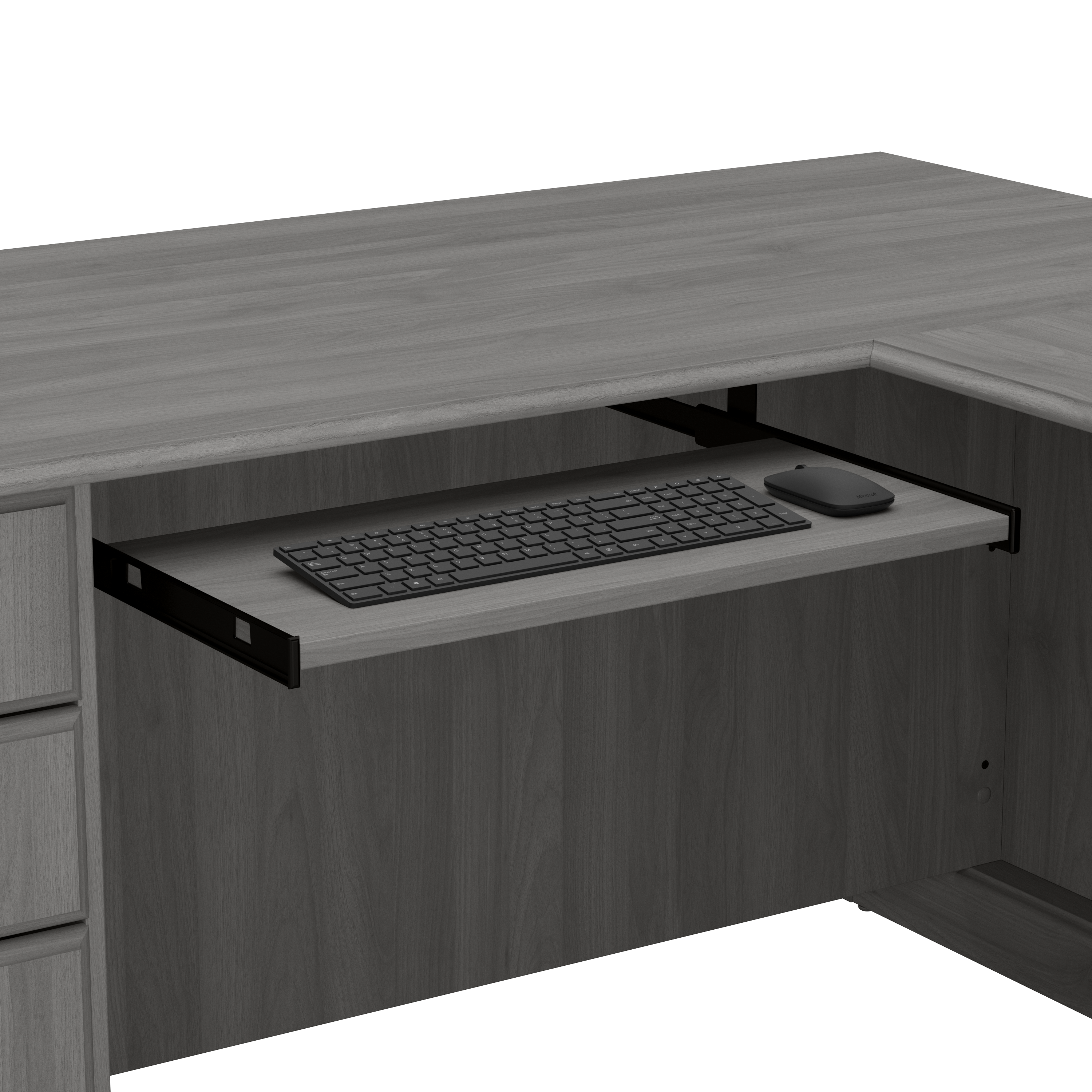 Shop Bush Furniture Saratoga L Shaped Computer Desk with Drawers 03 EX45870-03K #color_modern gray