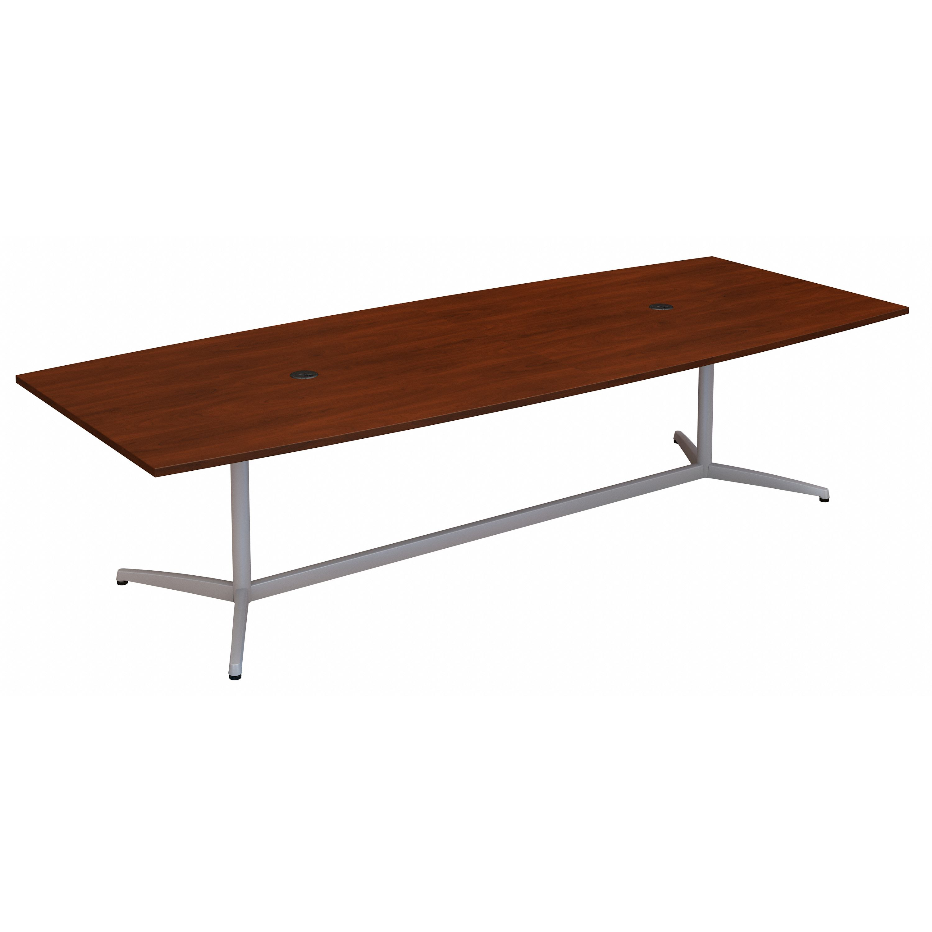 Shop Bush Business Furniture 96W x 42D Boat Shaped Conference Table with Metal Base 02 99TBM96HCSVK #color_hansen cherry