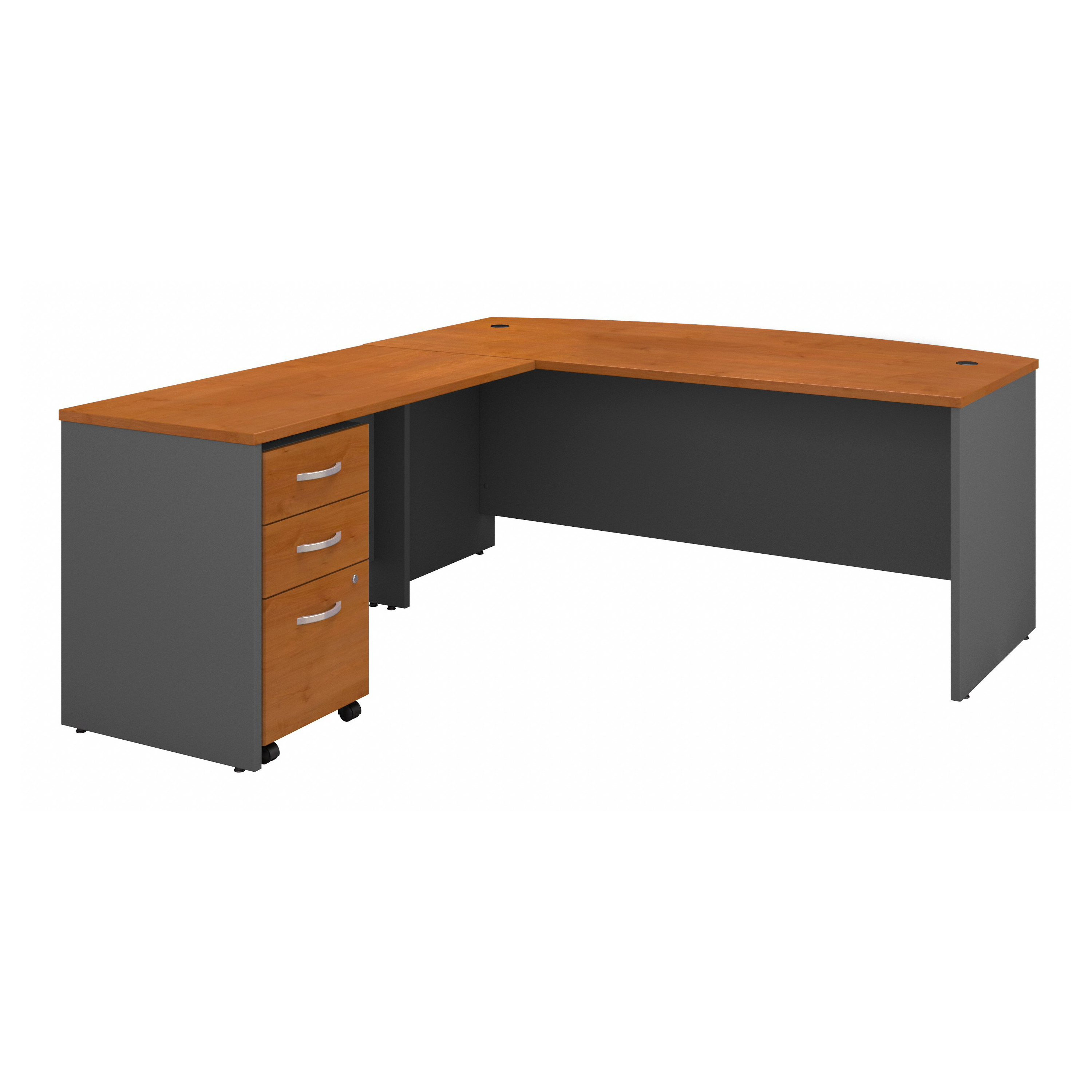 Shop Bush Business Furniture Series C 72W Bow Front L Shaped Desk with 48W Return and Mobile File Cabinet 02 SRC084NCSU #color_natural cherry/graphite gray