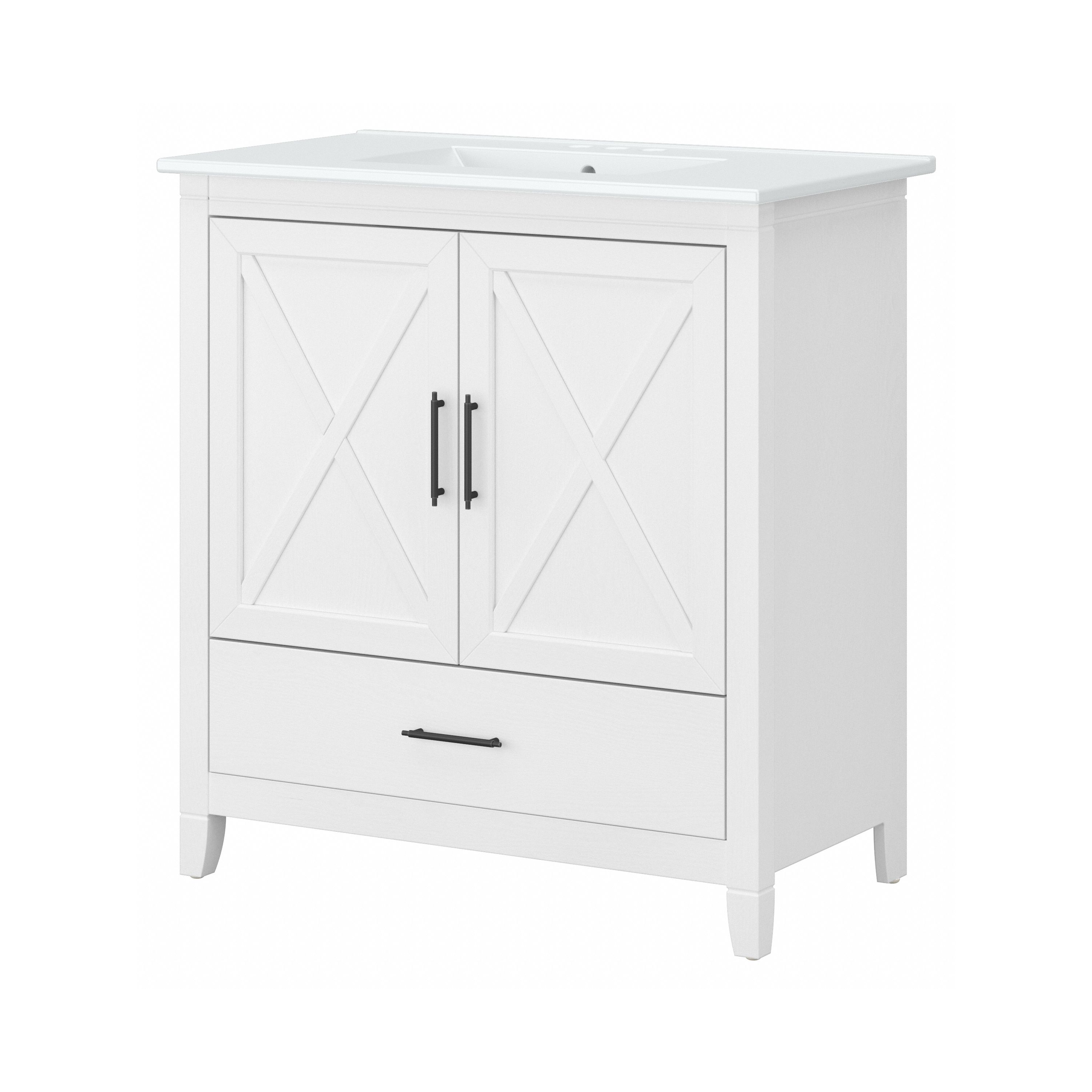 Shop Bush Furniture Key West 32W Bathroom Vanity with Sink 02 KWVN132WAS-03K #color_white ash