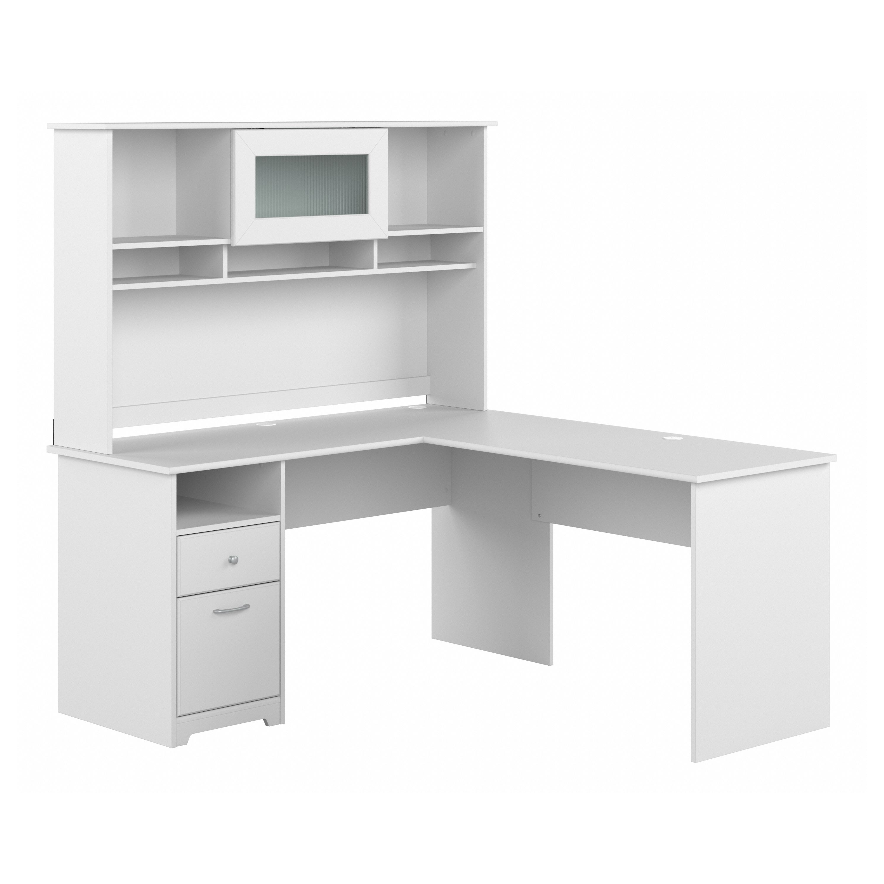 Shop Bush Furniture Cabot 60W L Shaped Computer Desk with Hutch and Drawers 02 CAB046WHN #color_white