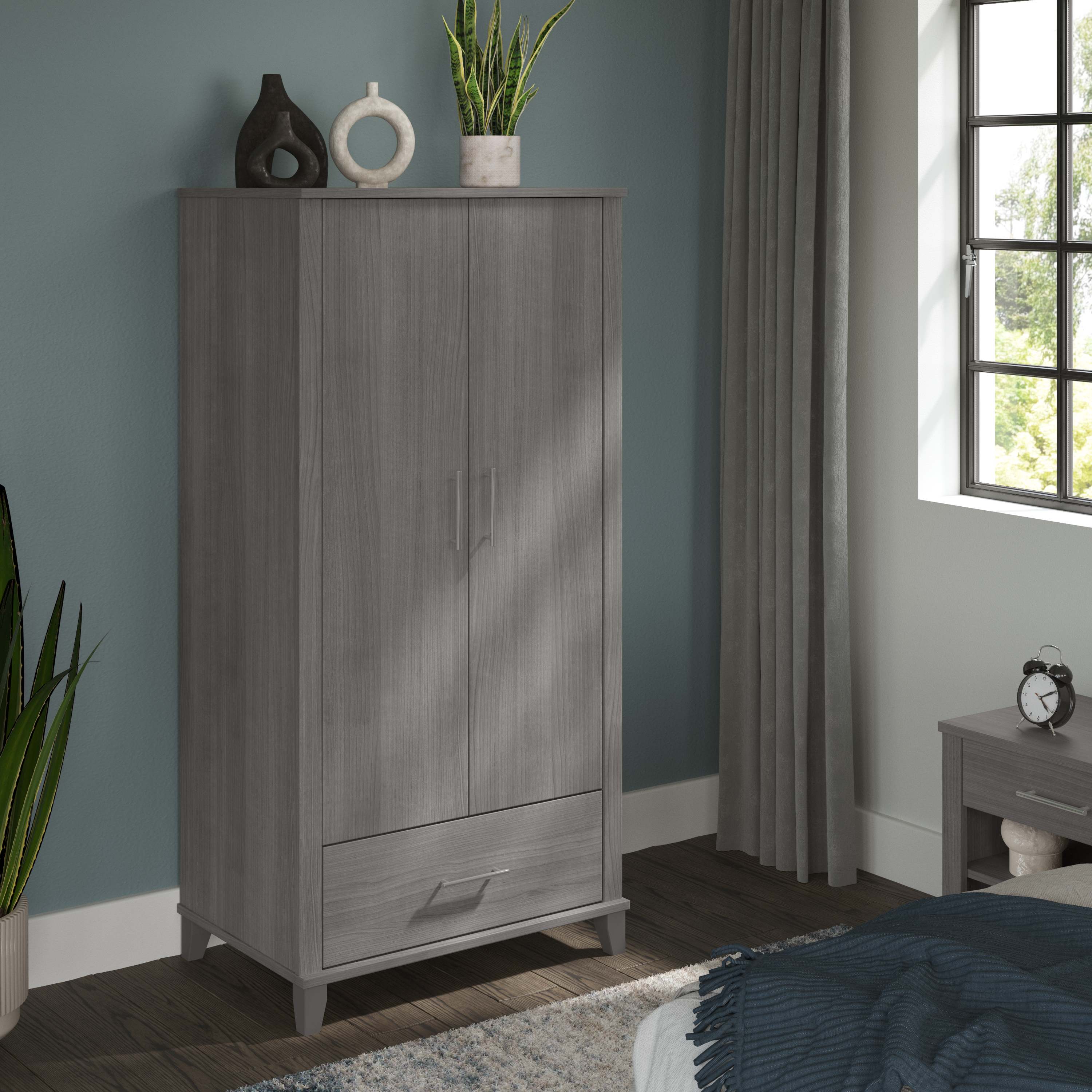 Shop Bush Furniture Somerset Large Armoire Cabinet 01 STS166PGK #color_platinum gray
