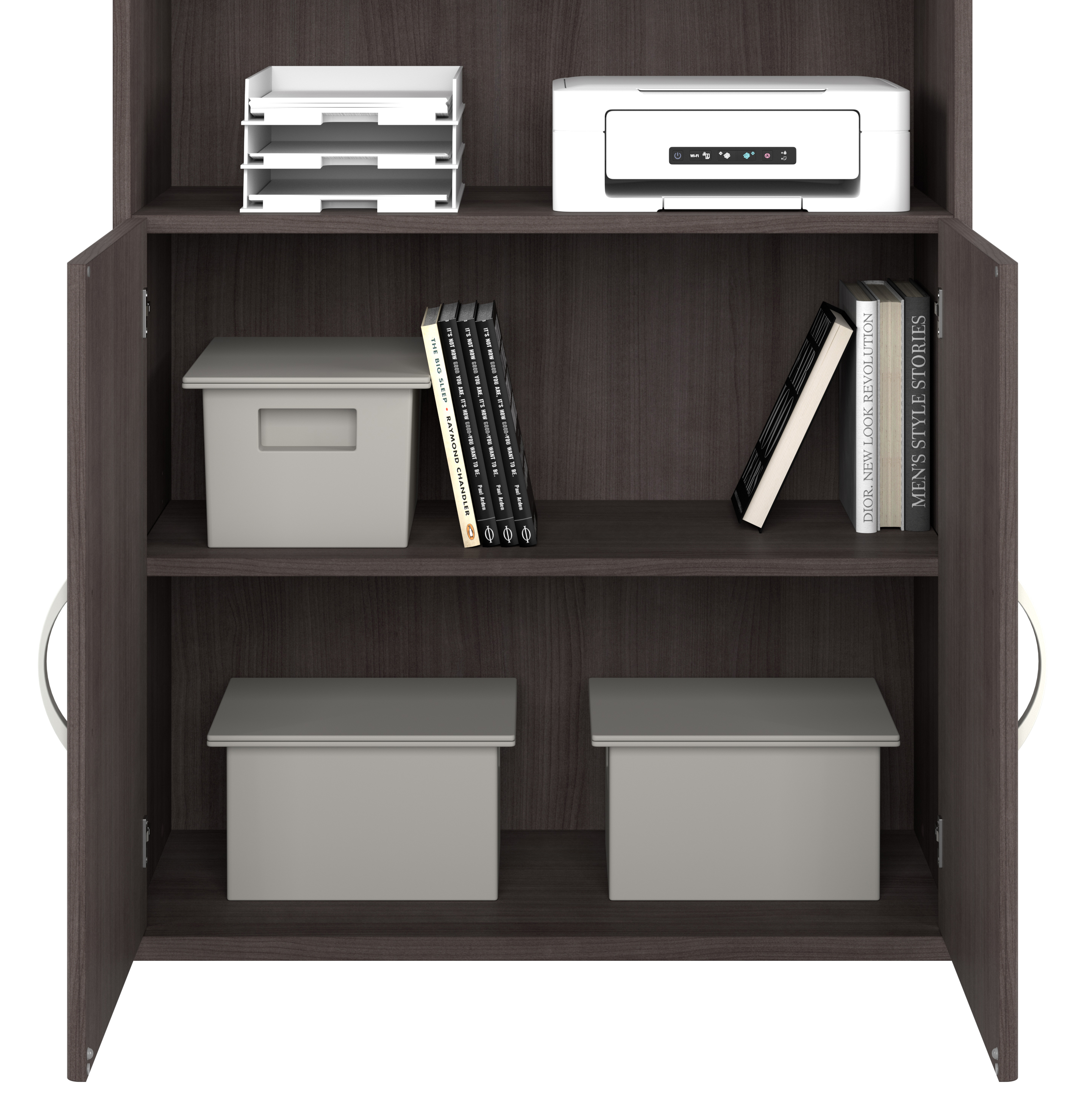 Shop Bush Business Furniture Studio A Tall 5 Shelf Bookcase with Doors 03 STA010SG #color_storm gray