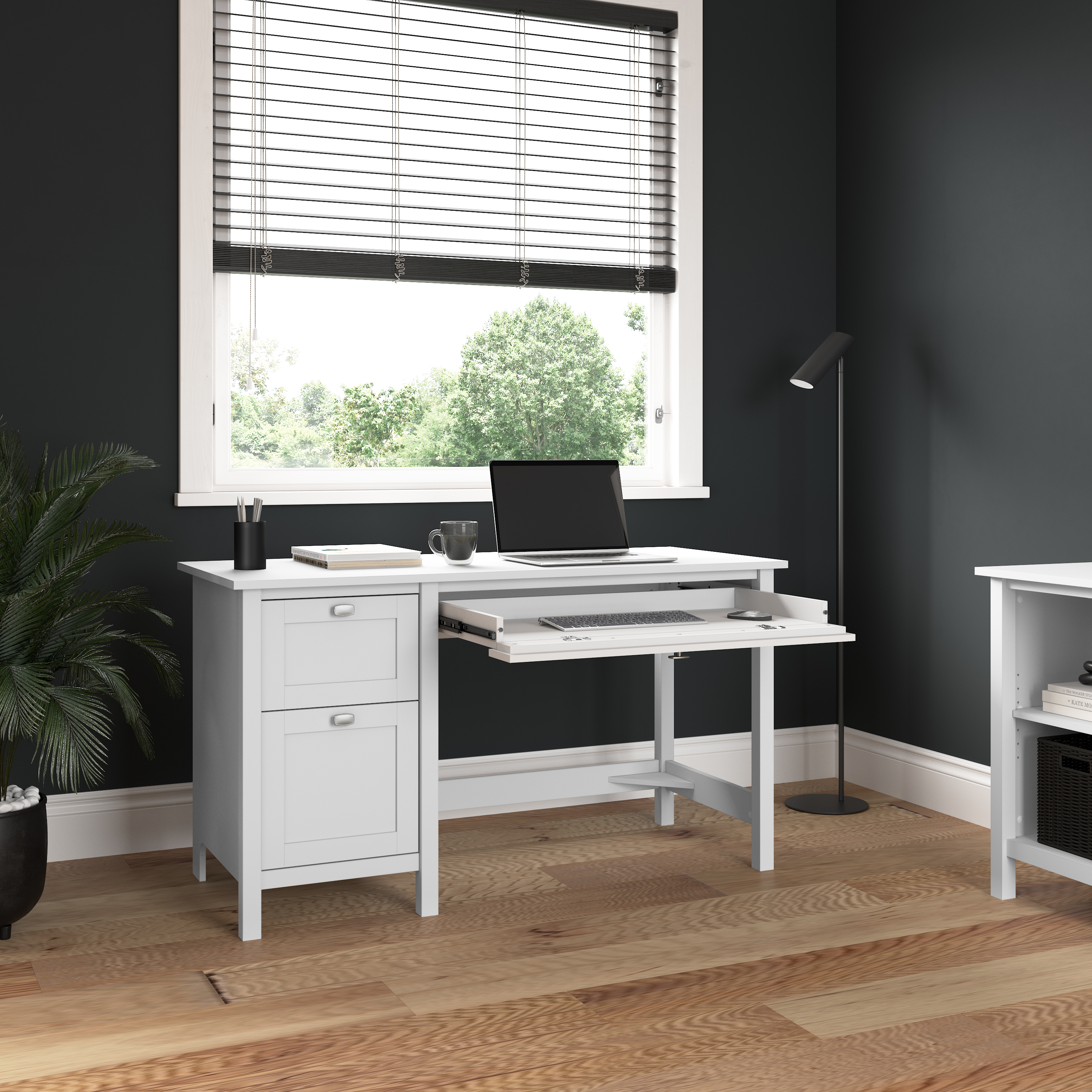 Shop Bush Furniture Broadview 54W Computer Desk with Drawers 06 BDD254WH-03 #color_pure white