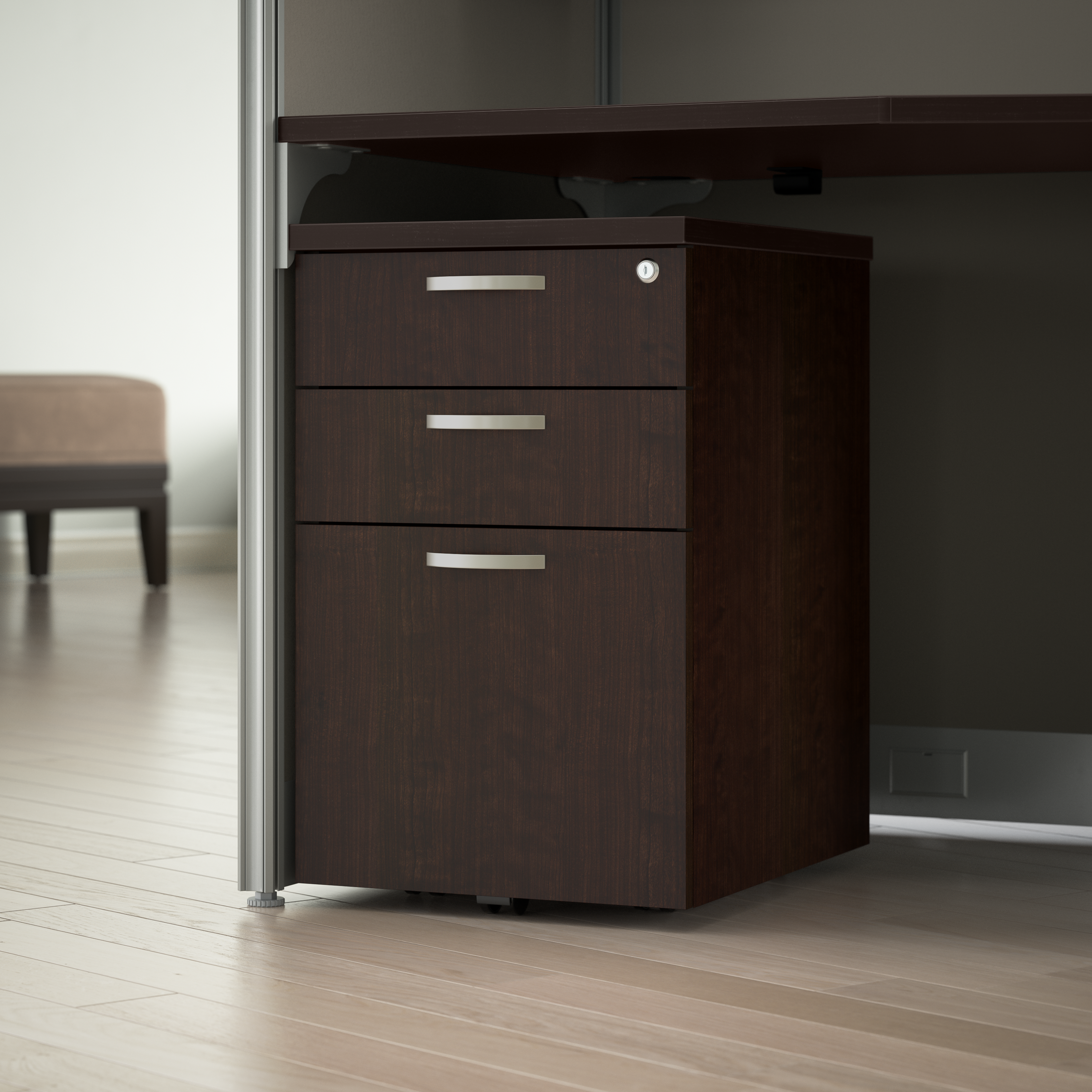 Shop Bush Business Furniture Office in an Hour 3 Drawer Mobile File Cabinet 01 WC36853-03K #color_mocha cherry