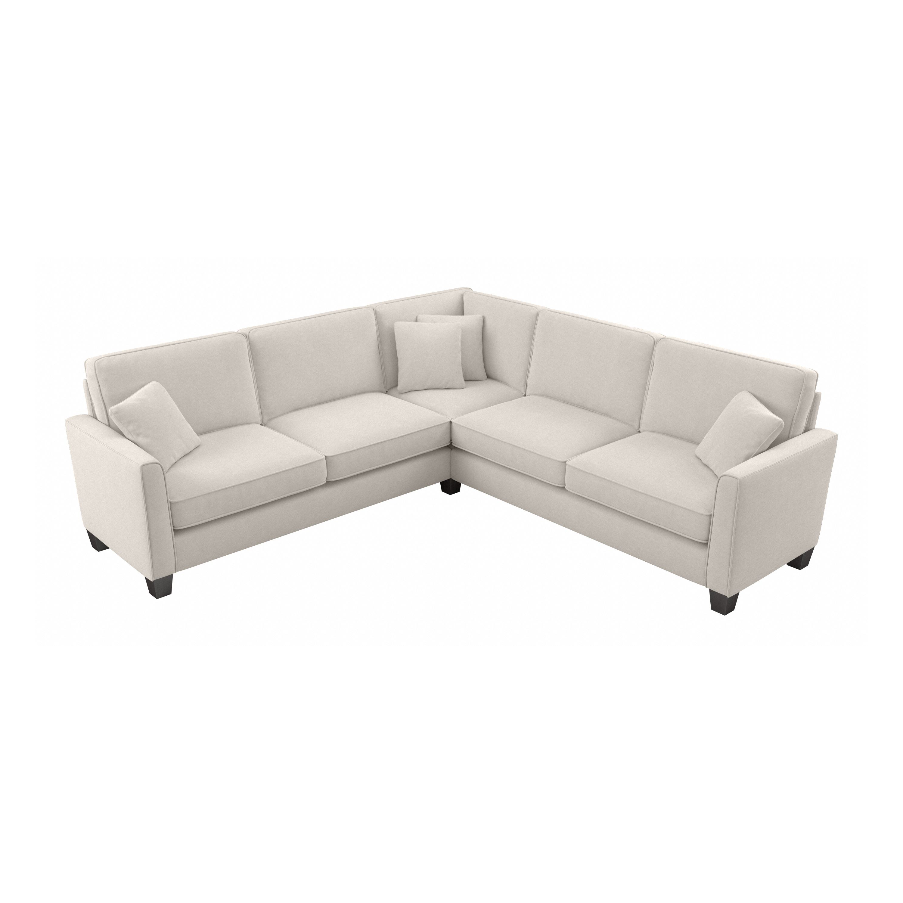Shop Bush Furniture Flare 99W L Shaped Sectional Couch 02 FLY98SLBM-03K #color_light beige microsuede fabric