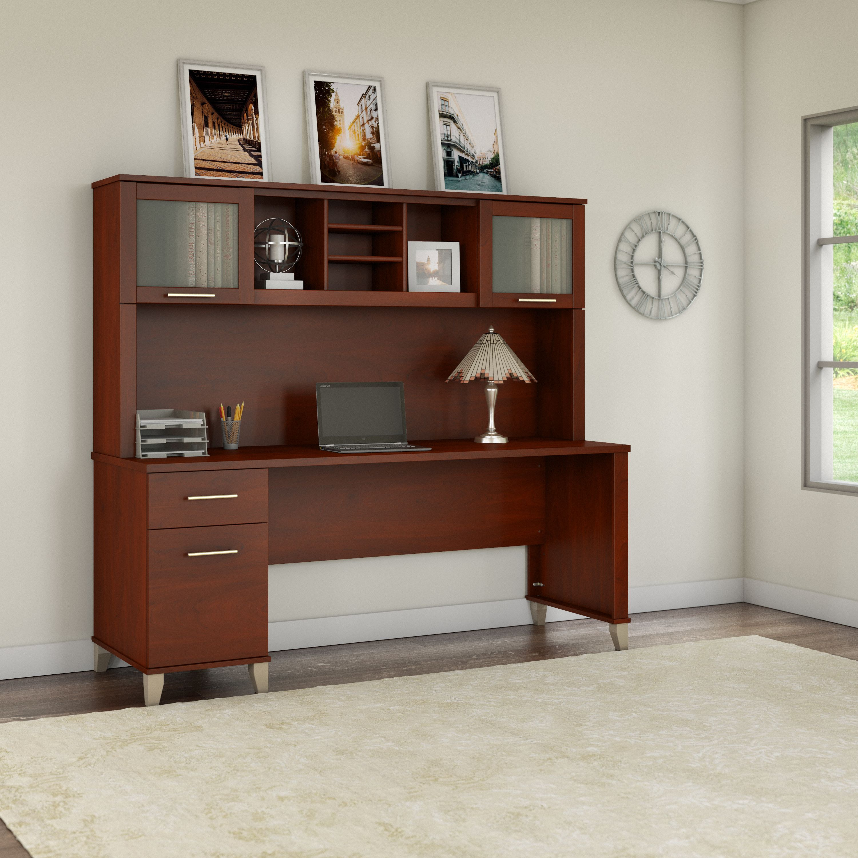 Shop Bush Furniture Somerset 72W Office Desk with Drawers and Hutch 01 SET018HC #color_hansen cherry