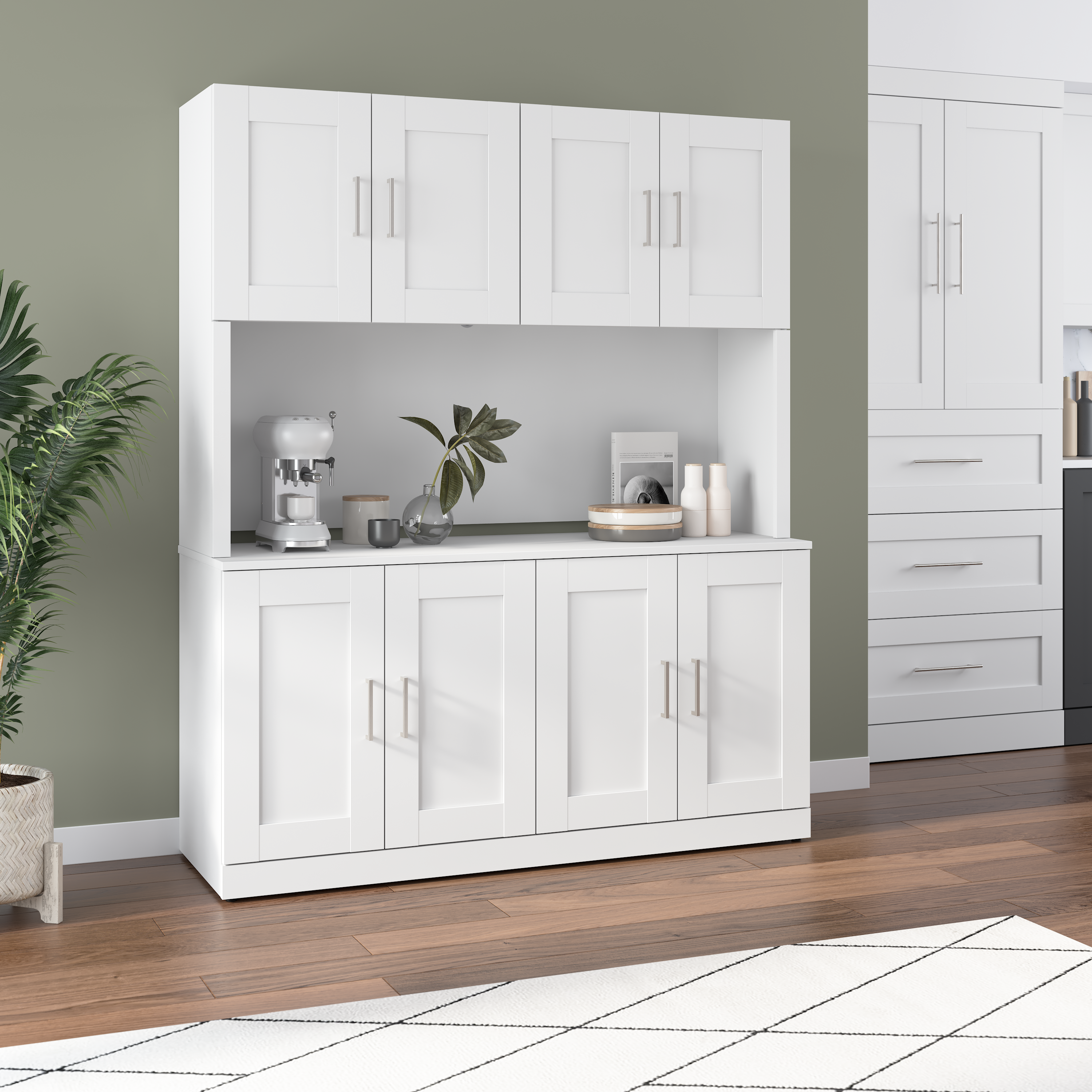 Shop Bush Furniture Hampton Heights 60W Buffet Cabinet with Hutch 01 HHS560WH-Z #color_white