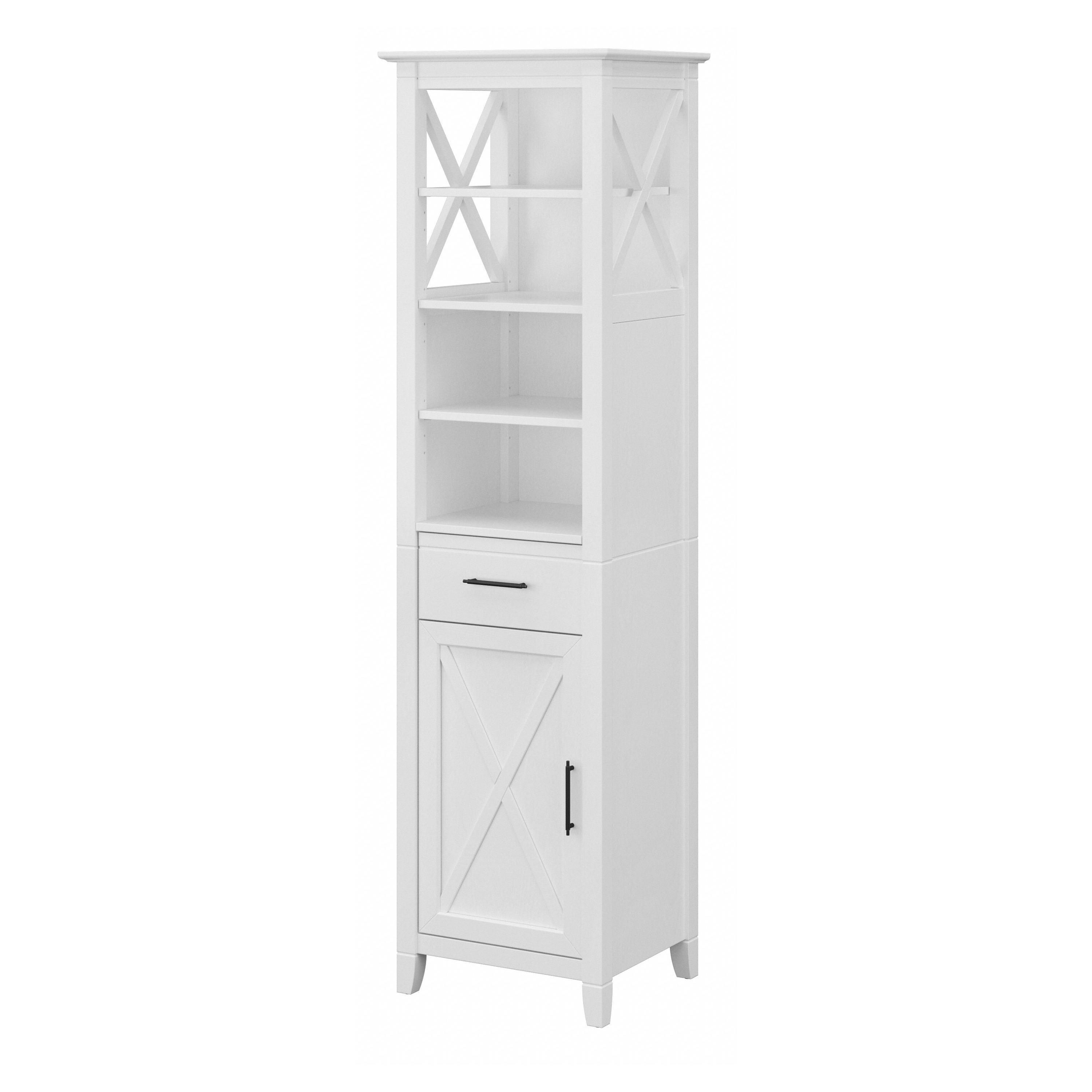 Shop Bush Furniture Key West Tall Bathroom Storage Cabinet 02 KWS168WAS-03 #color_white ash