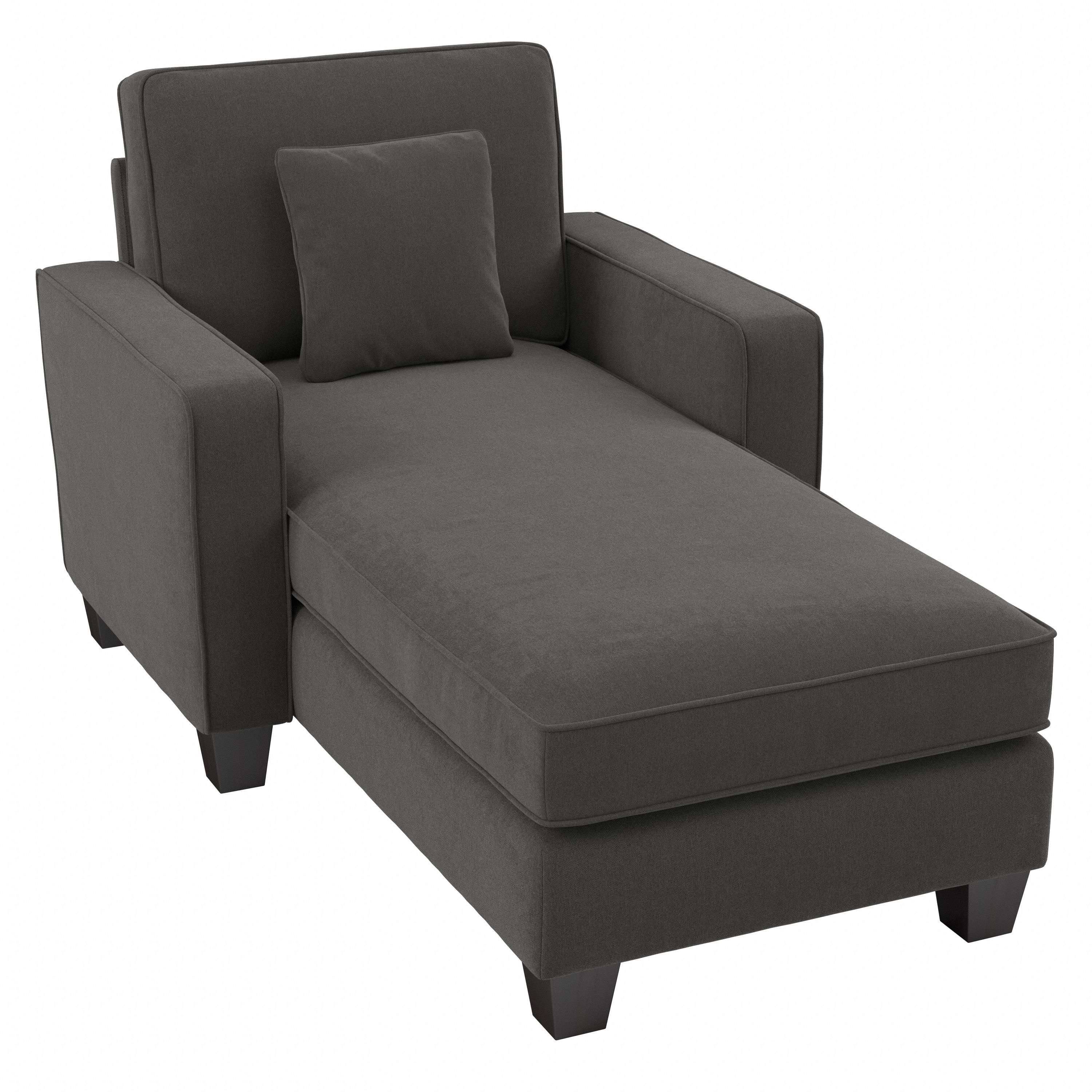 Shop Bush Furniture Stockton Chaise Lounge with Arms 02 SNM41SCGH-03K #color_charcoal gray herringbone fabr