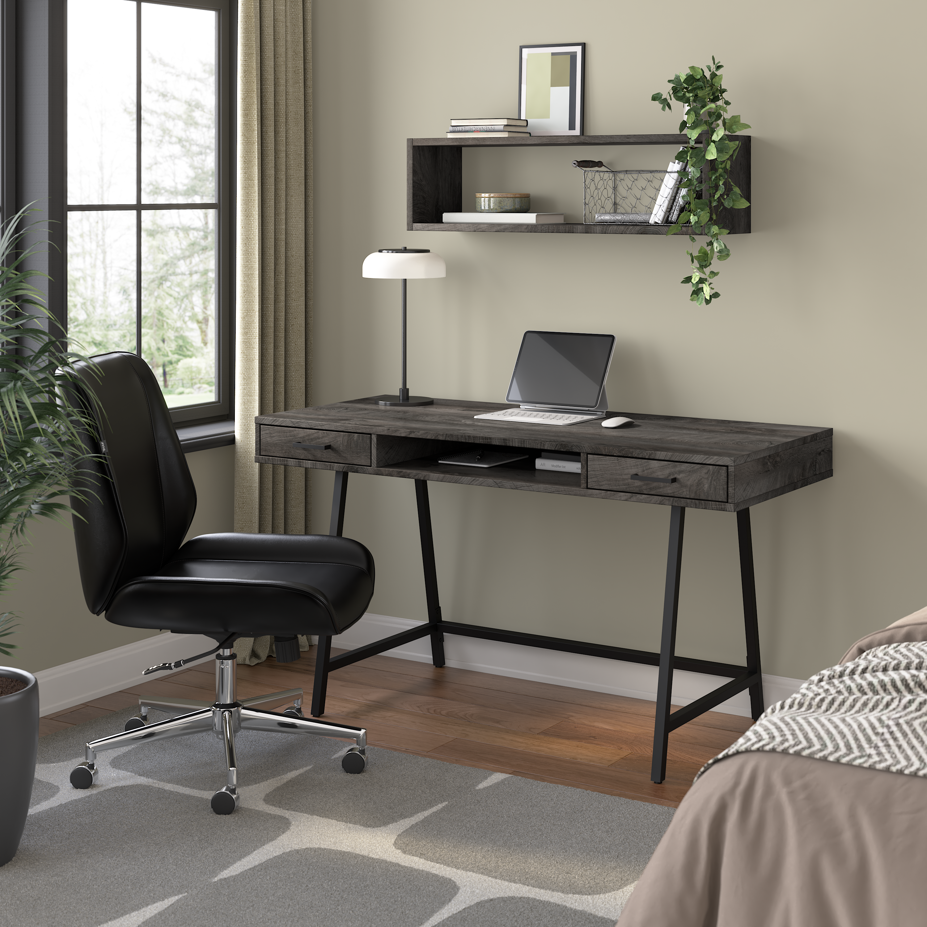 Shop Bush Furniture Steele 54W Writing Desk 01 SED154GH-03 #color_dark gray hickory