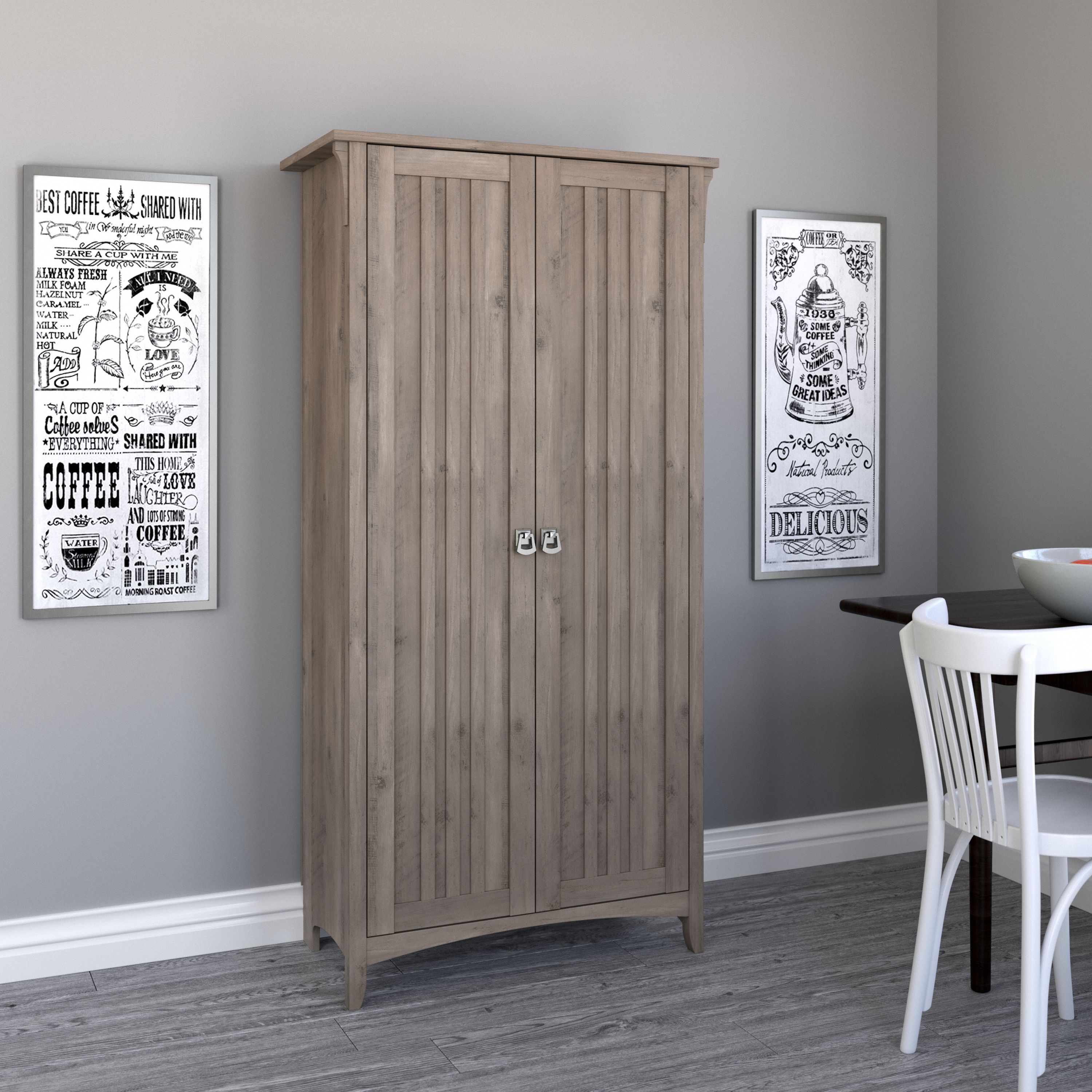 Shop Bush Furniture Salinas Kitchen Pantry Cabinet with Doors 01 SAL014DG #color_driftwood gray