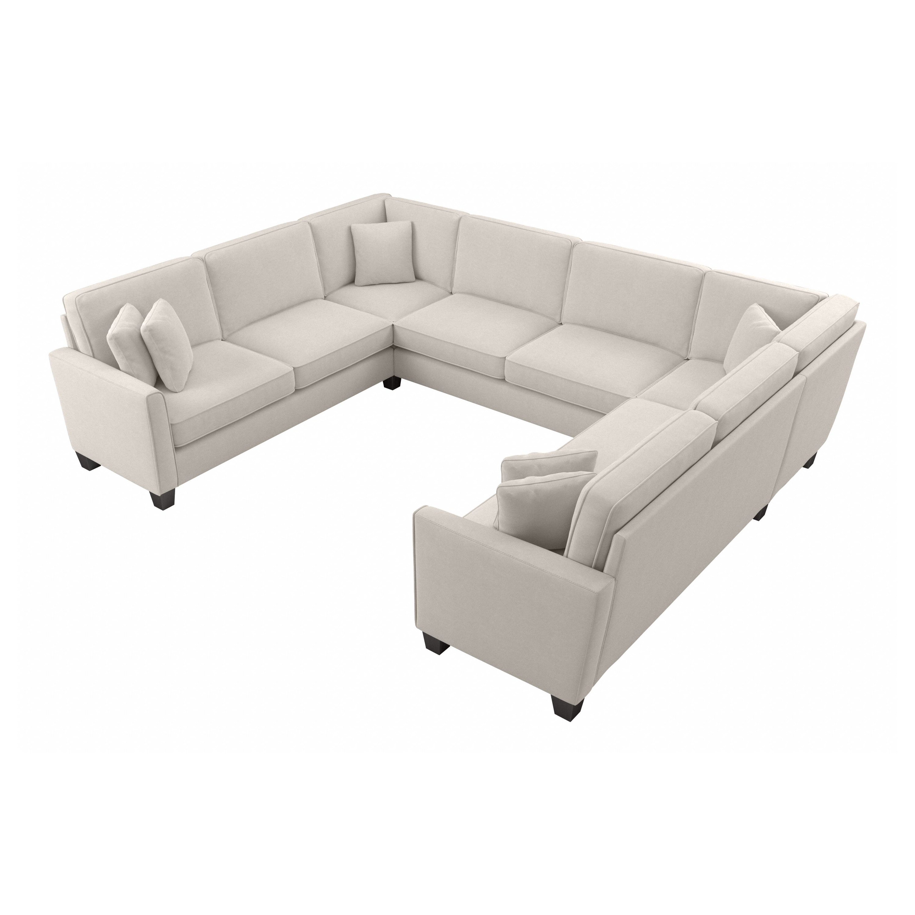 Shop Bush Furniture Flare 125W U Shaped Sectional Couch 02 FLY123SLBM-03K #color_light beige microsuede fabric