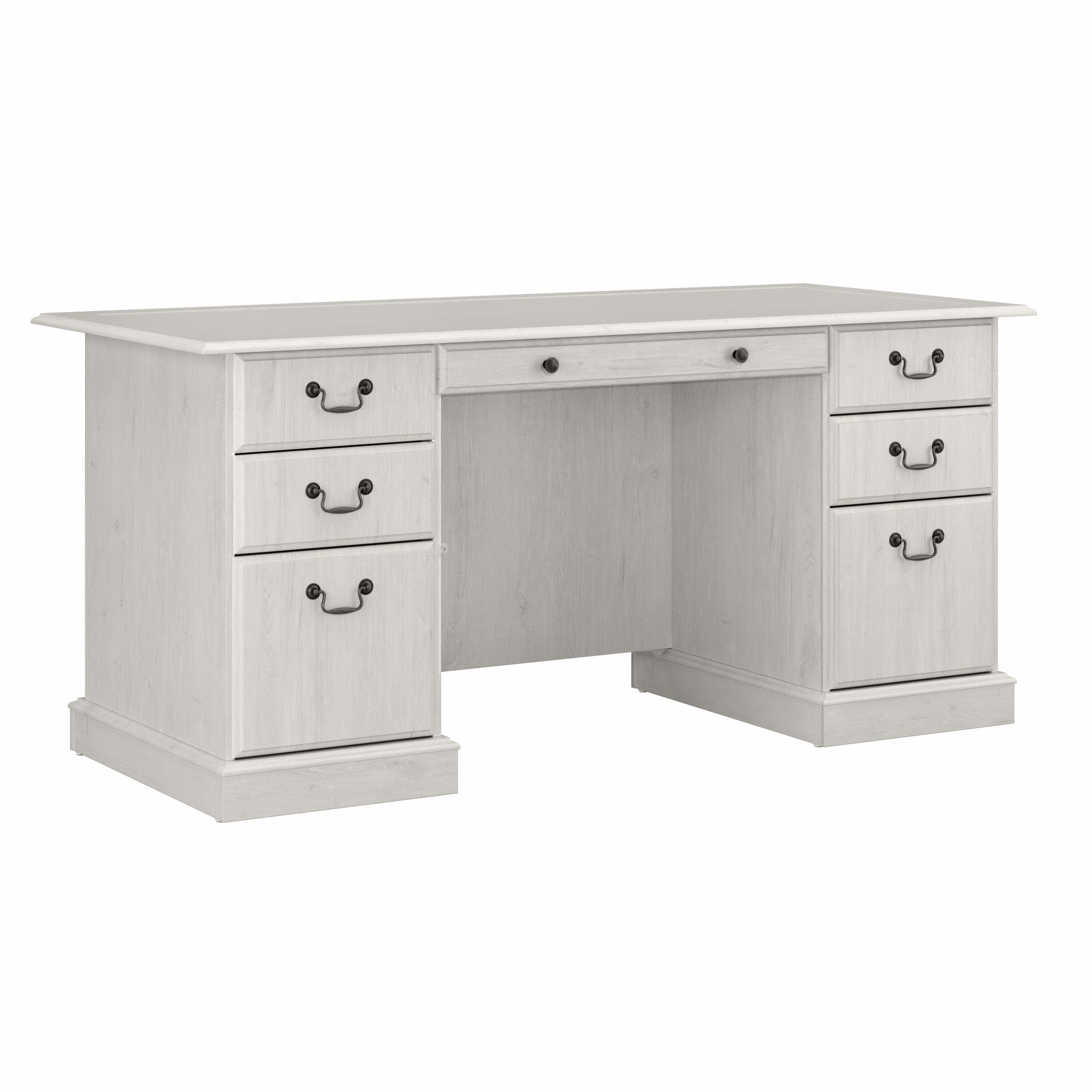 Shop Bush Furniture Saratoga Executive Desk with Drawers 02 EX45766-03K #color_linen white oak
