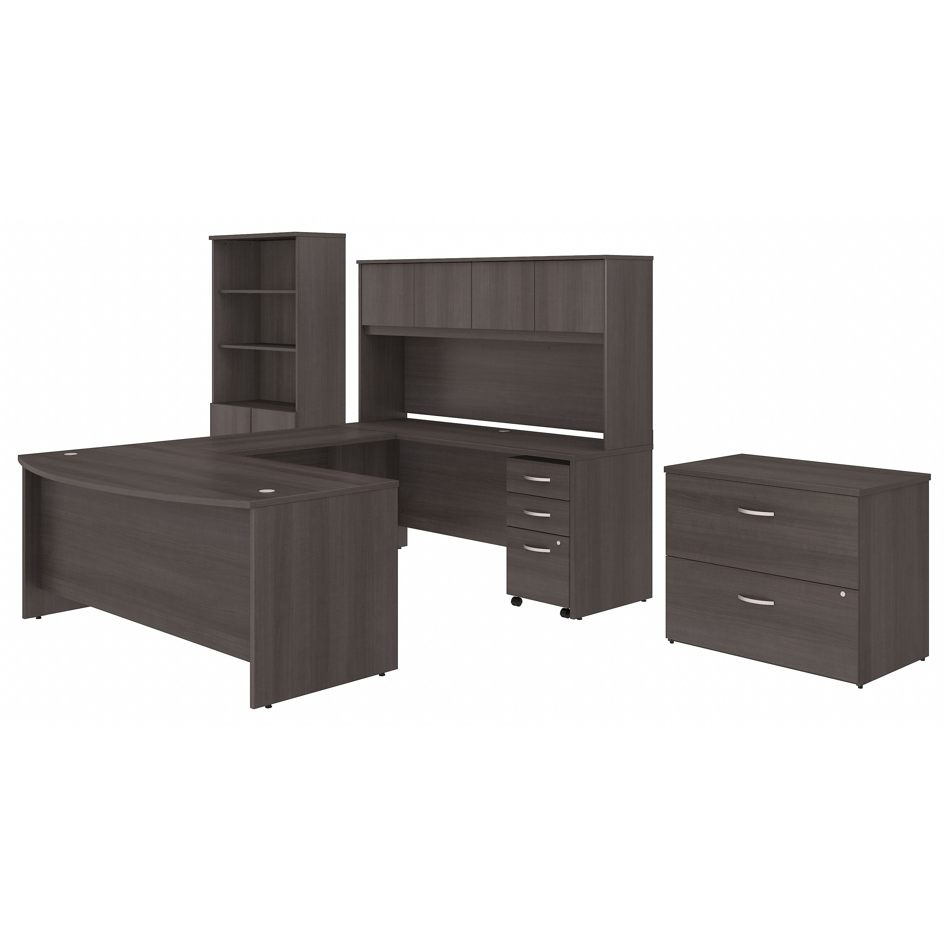 Shop Bush Business Furniture Studio C 72W x 36D U Shaped Desk with Hutch, Bookcase and File Cabinets 02 STC001SGSU #color_storm gray