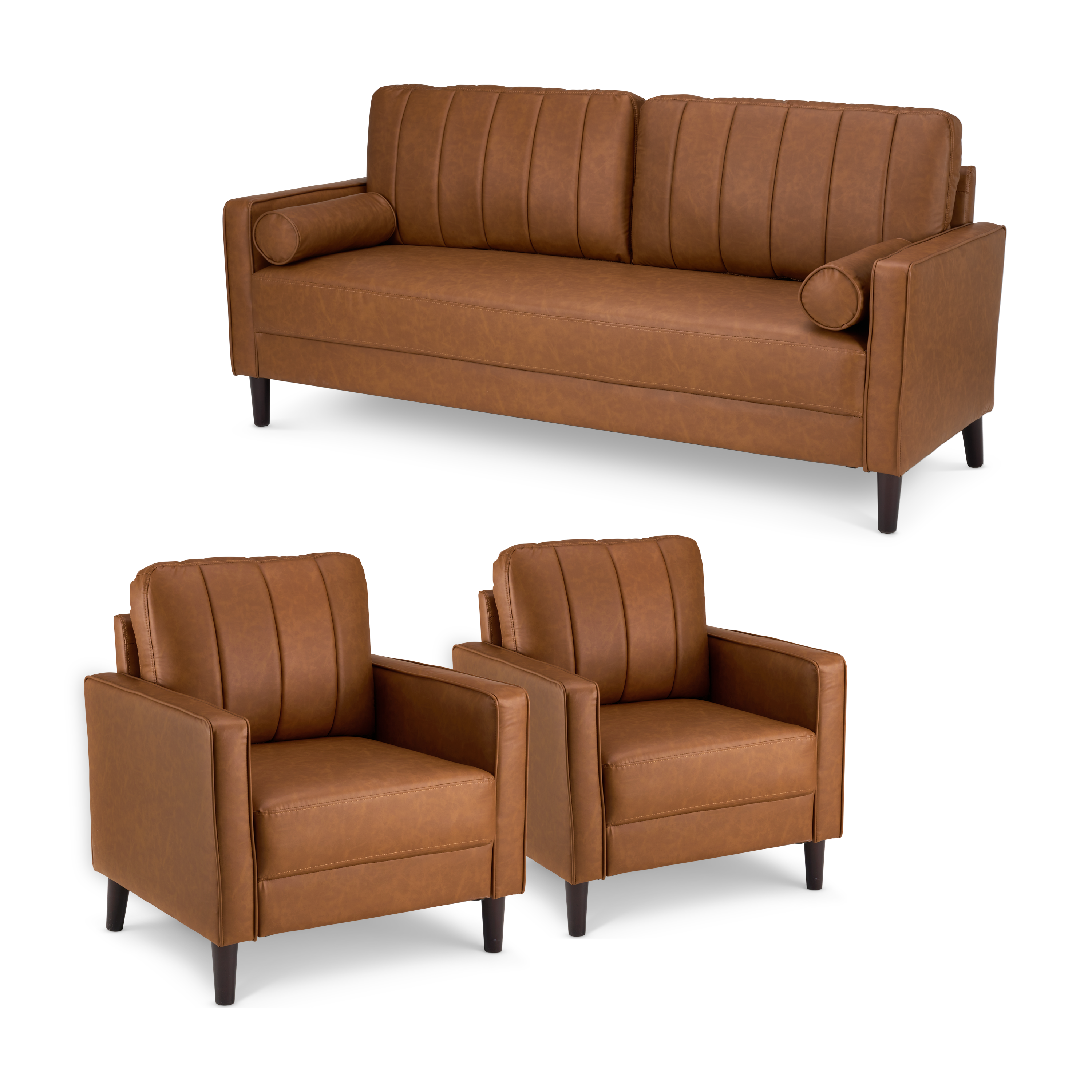 Shop Bush Home Max 77W Sofa and 32W Accent Chair - Set of 2 MAX008BCL 1 #color_buffed camel leather