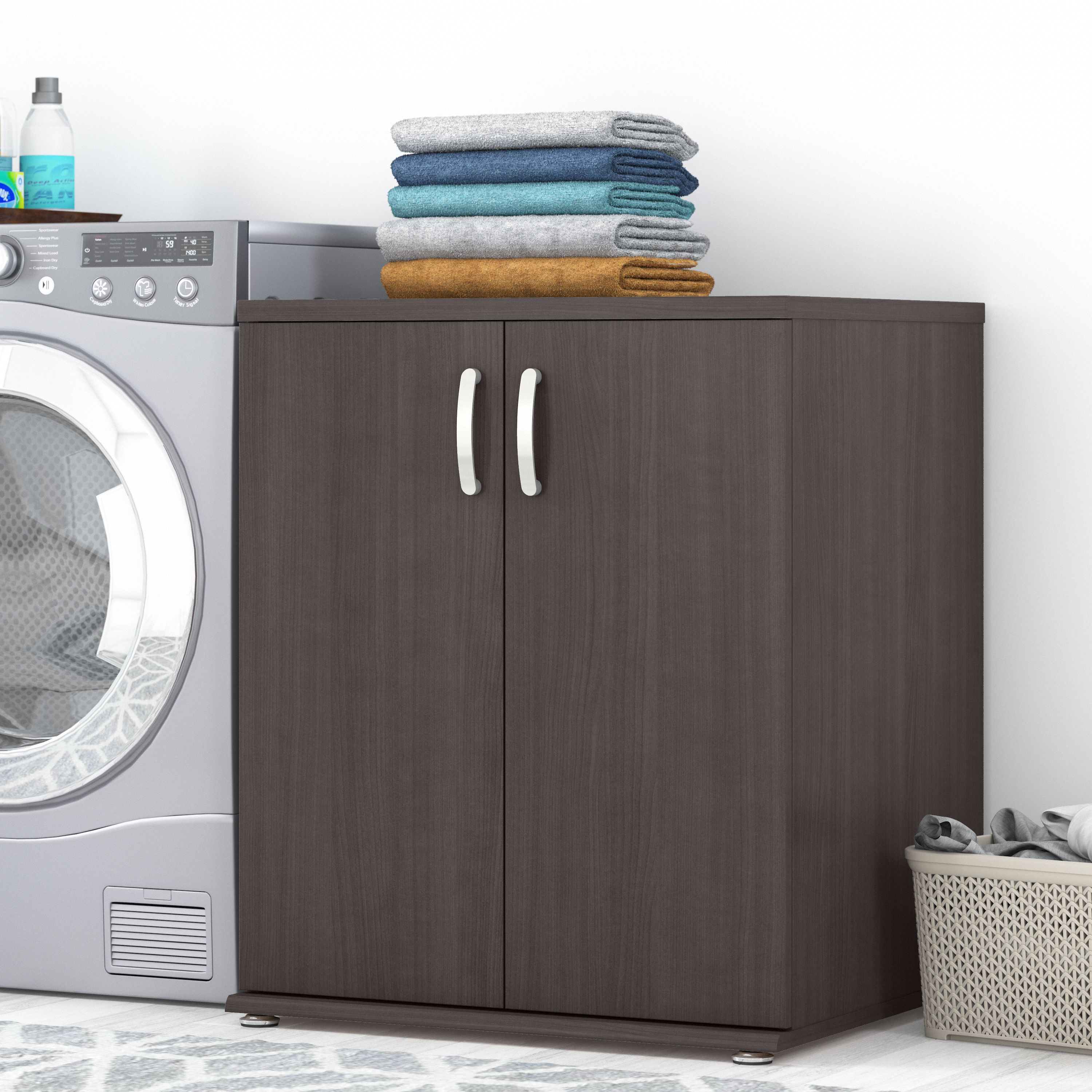 Shop Bush Business Furniture Universal Laundry Room Storage Cabinet with Doors and Shelves 01 LNS128SG-Z #color_storm gray