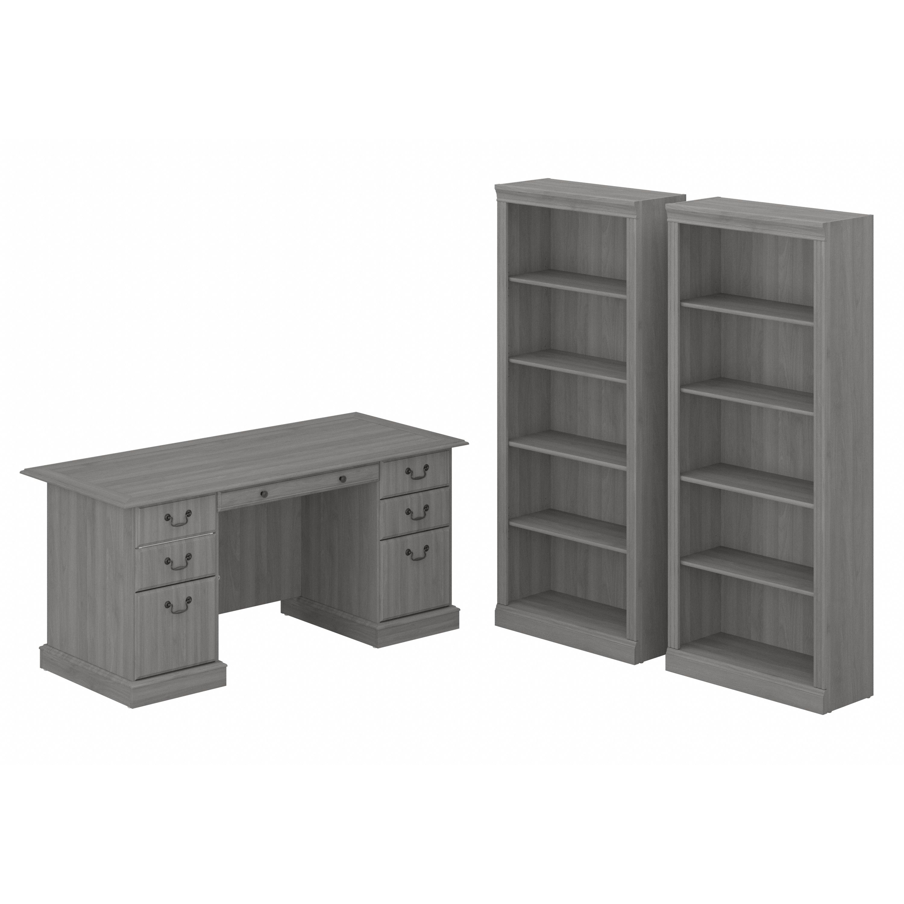 Shop Bush Furniture Saratoga Executive Desk and Bookcase Set 02 SAR003MG #color_modern gray
