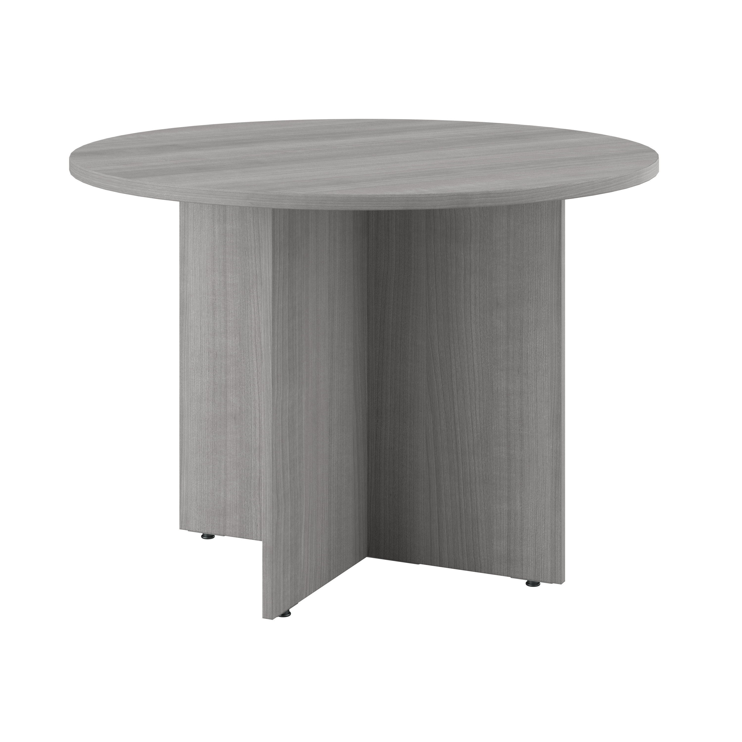 Shop Bush Business Furniture 42W Round Conference Table with Wood Base 02 99TB42RPG #color_platinum gray