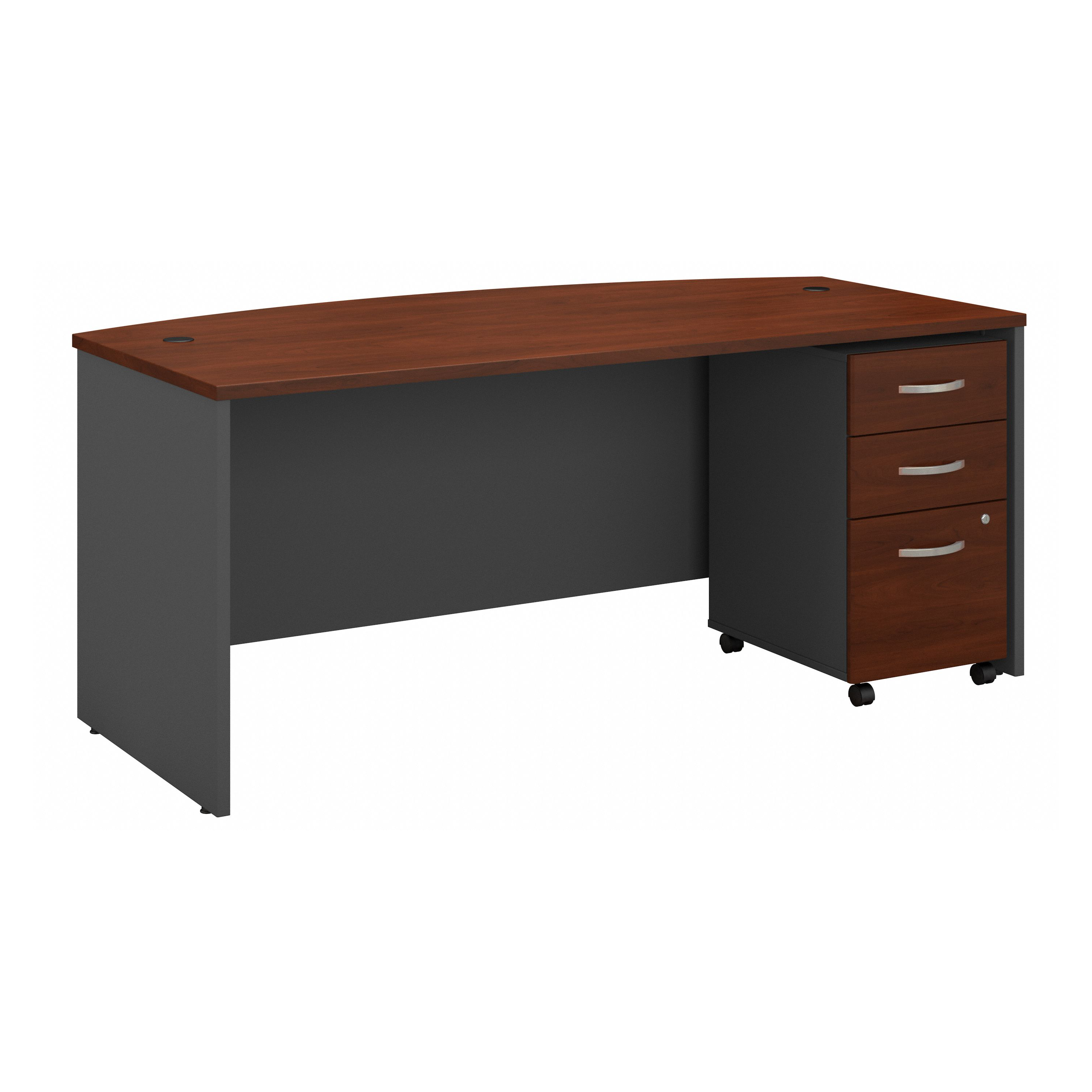 Shop Bush Business Furniture Series C 72W x 36D Bow Front Desk with Mobile File Cabinet 02 SRC079HCSU #color_hansen cherry/graphite gray