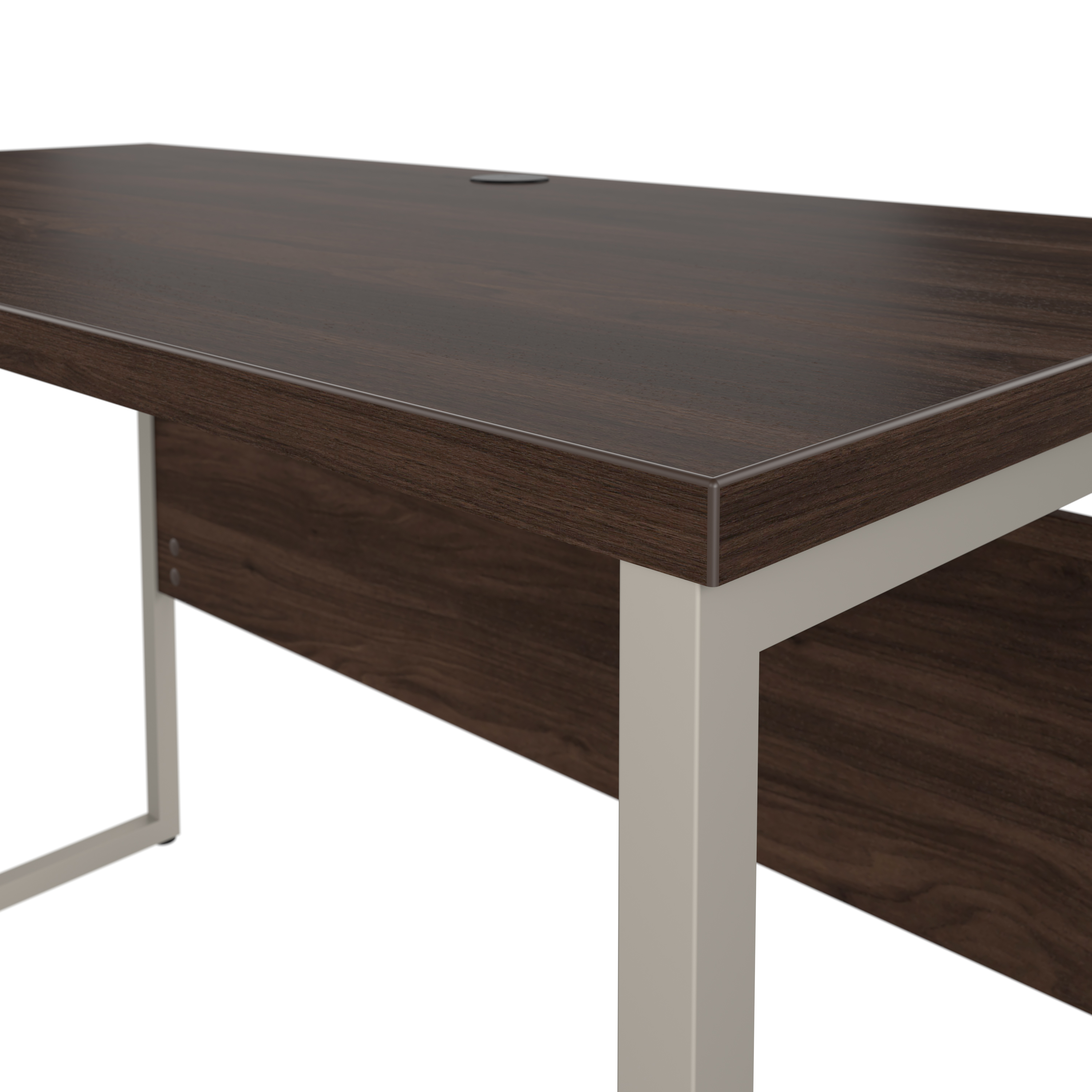 Shop Bush Business Furniture Hybrid 72W x 36D L Shaped Table Desk with Metal Legs 04 HYB025BW #color_black walnut